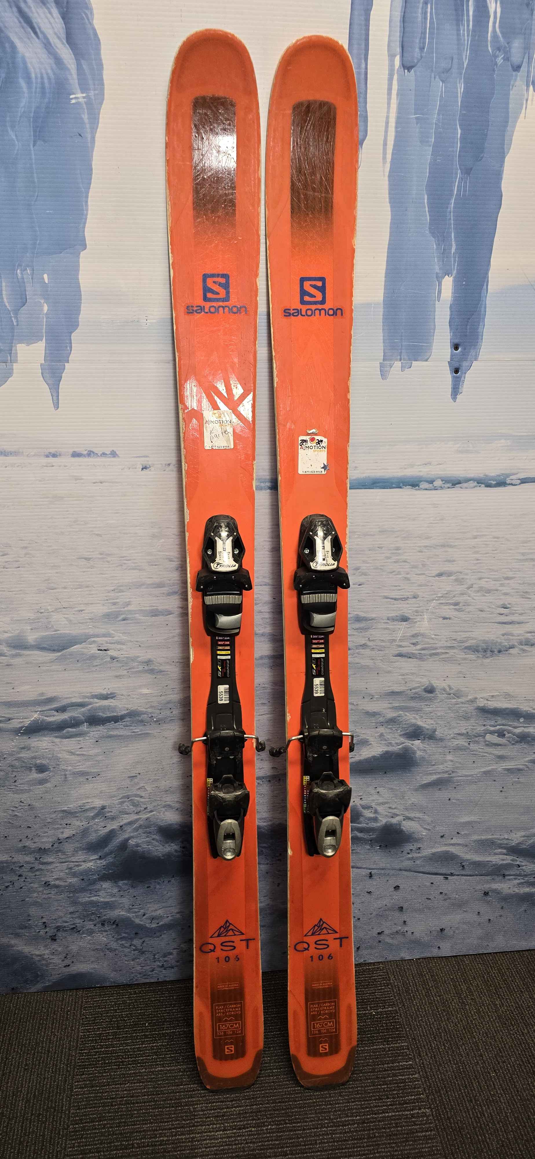 Used Salomon QST 106mm 167cm w/ Tyrolia SP12 Adjustable Bindings