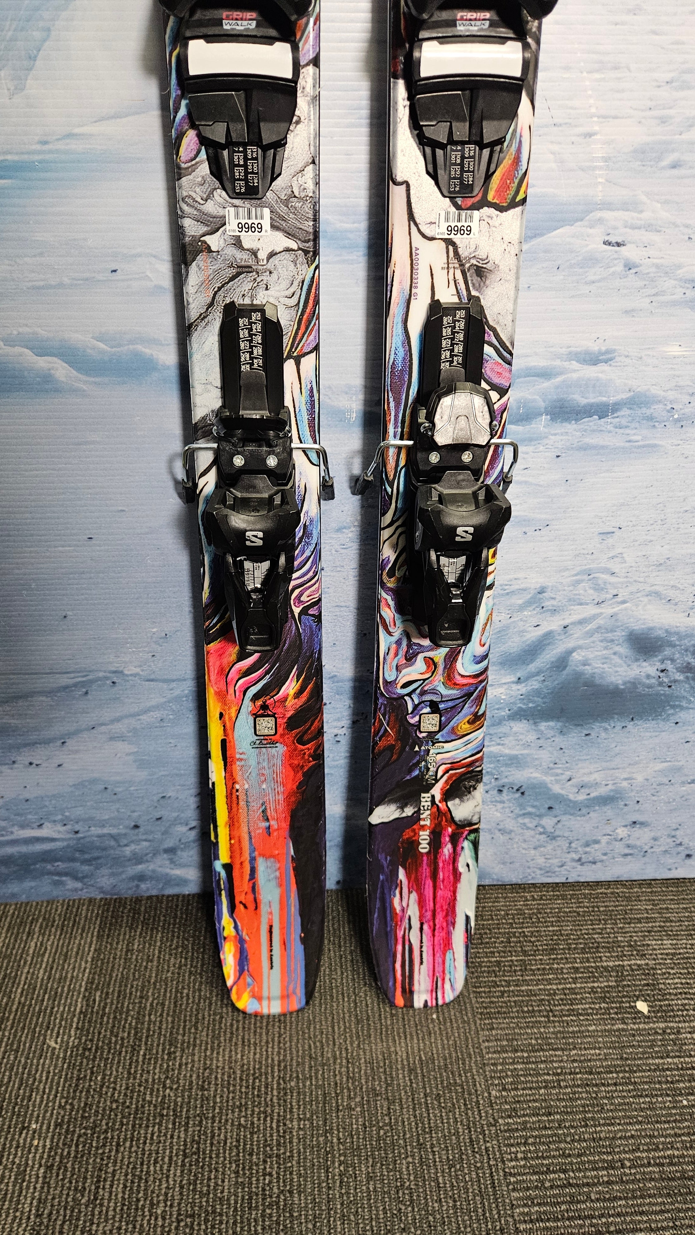 Used Atomic Bent 100 Skis - 165cm w/ Atomic Strive 11 Demo Binding