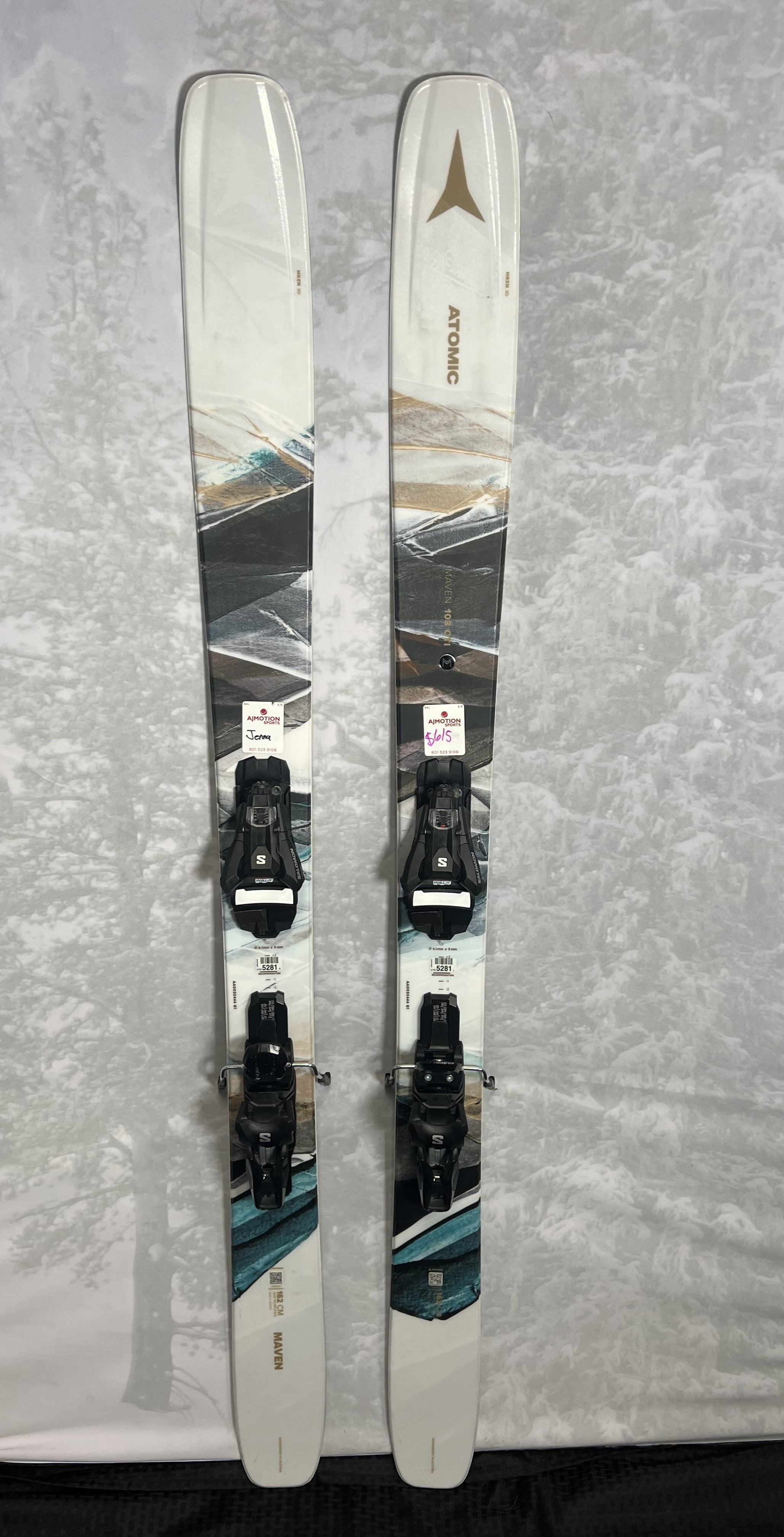 Lightly used 2025 Women's Atomic Maven 103 CTI Skis -162cm w/ Salomon Strive 11 Demo Binding