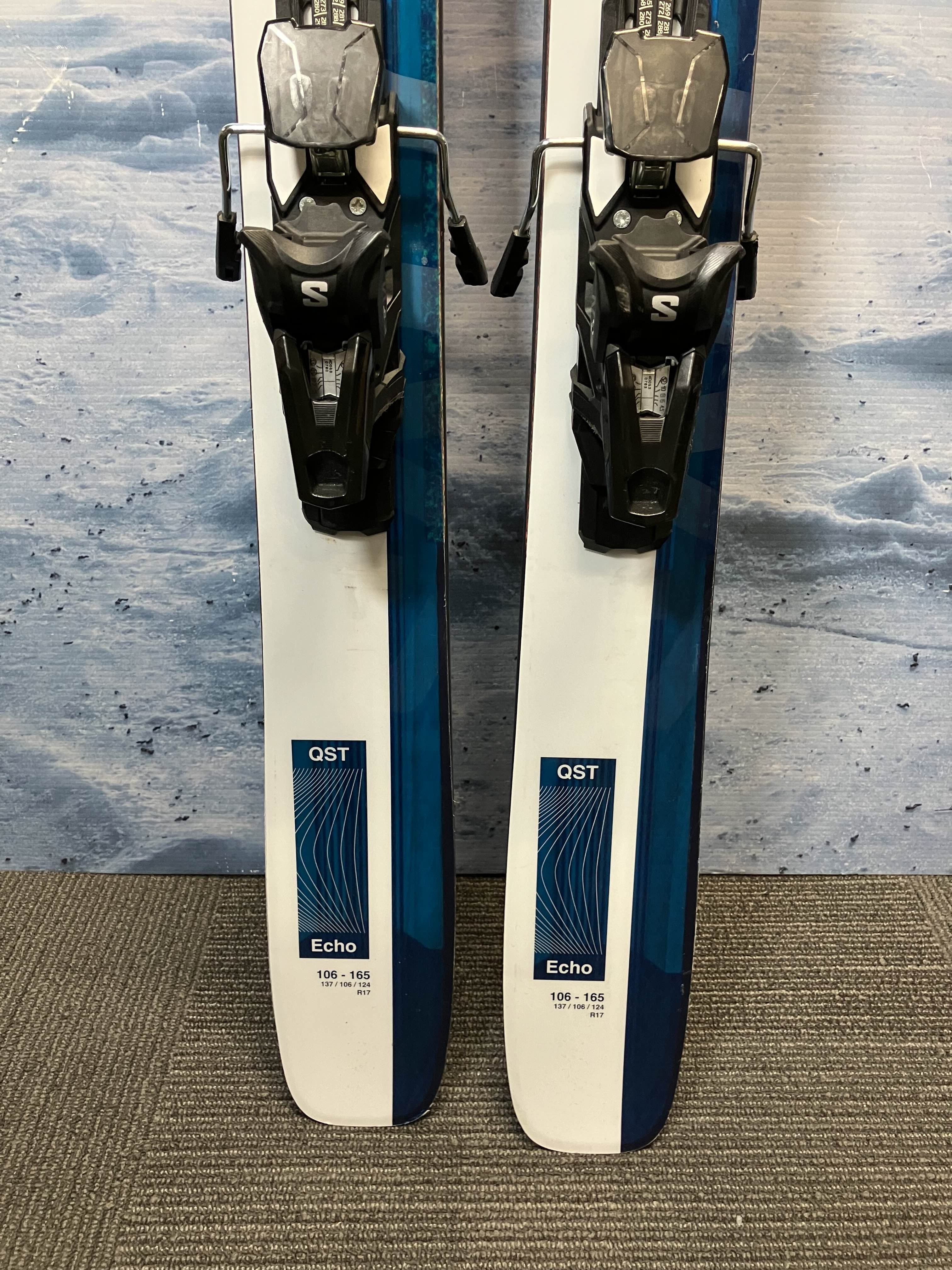 Used Salomon QST Echo Skis - 165cm w/ Salomon Strive 13 Demo Binding