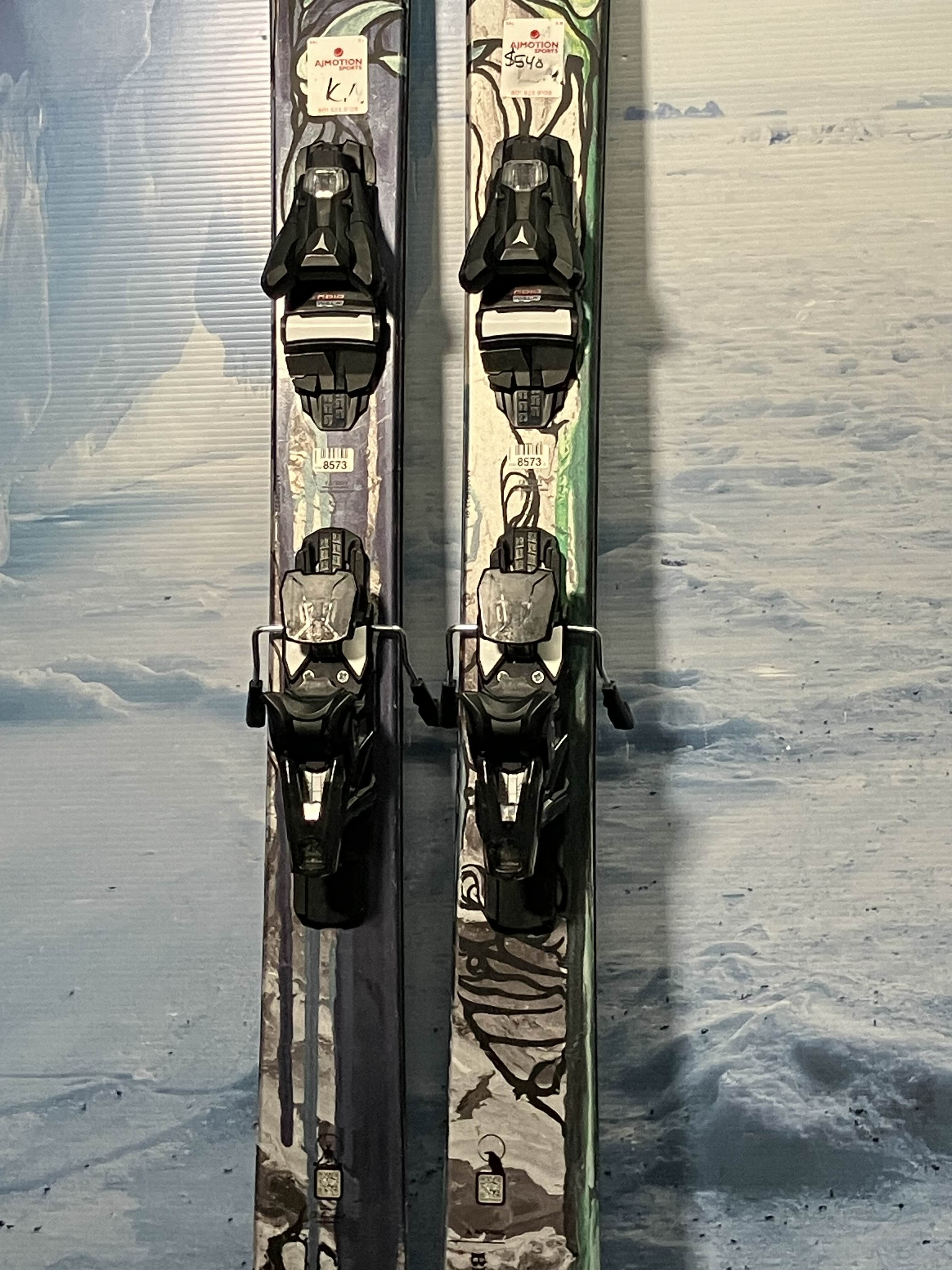 Heavily Used Atomic Bent Chetler 100 180cm Skis w/ Atomic Strive 13 Bindings