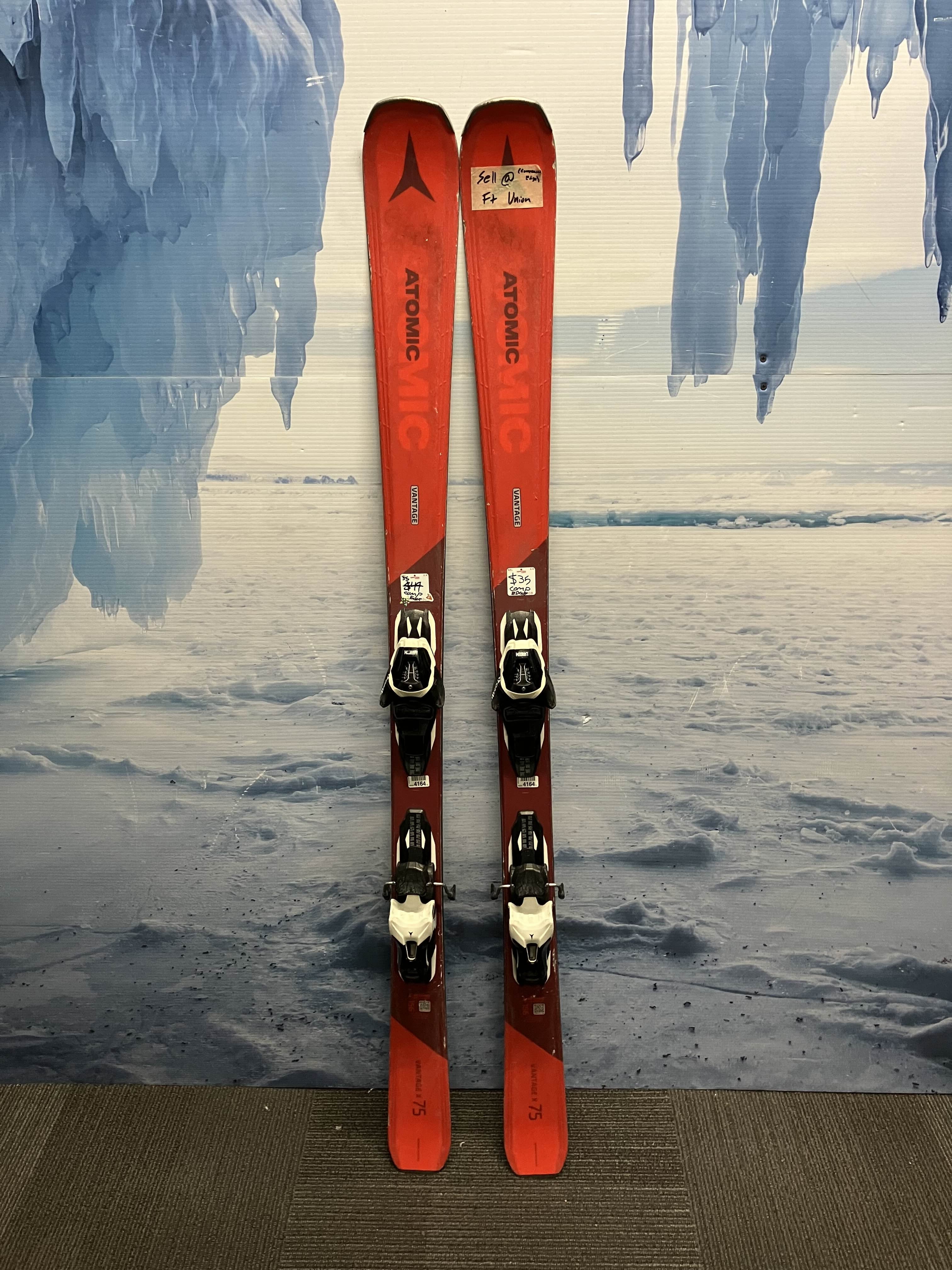Used Atomic Vantage X 75 156cm Skis w/ Atomic Lithium 10 Bindings