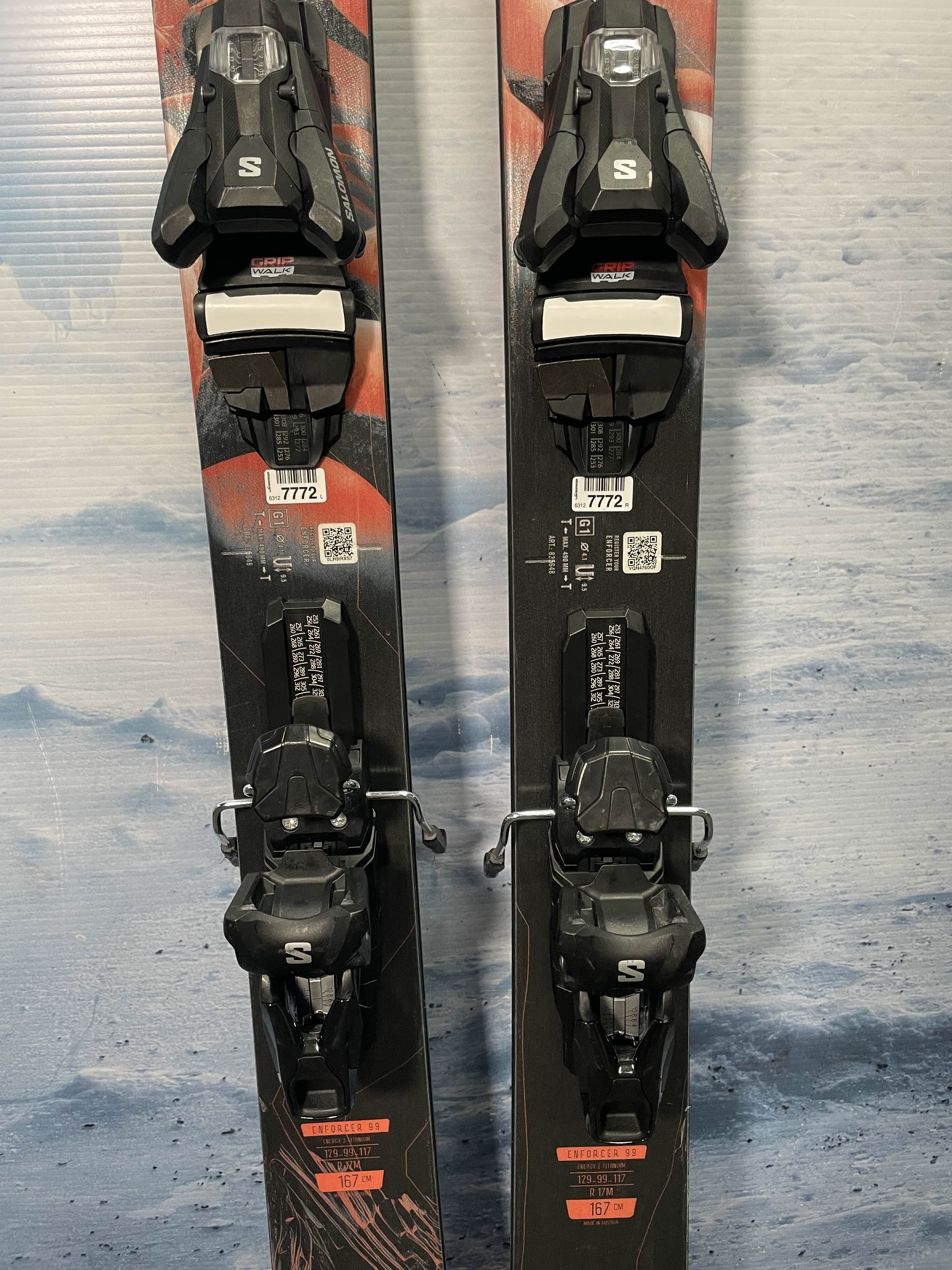 Lightly used 2025 Nordica Enforcer 99 ski 167 cm with adjustable Salomon Strive 11 Bindings