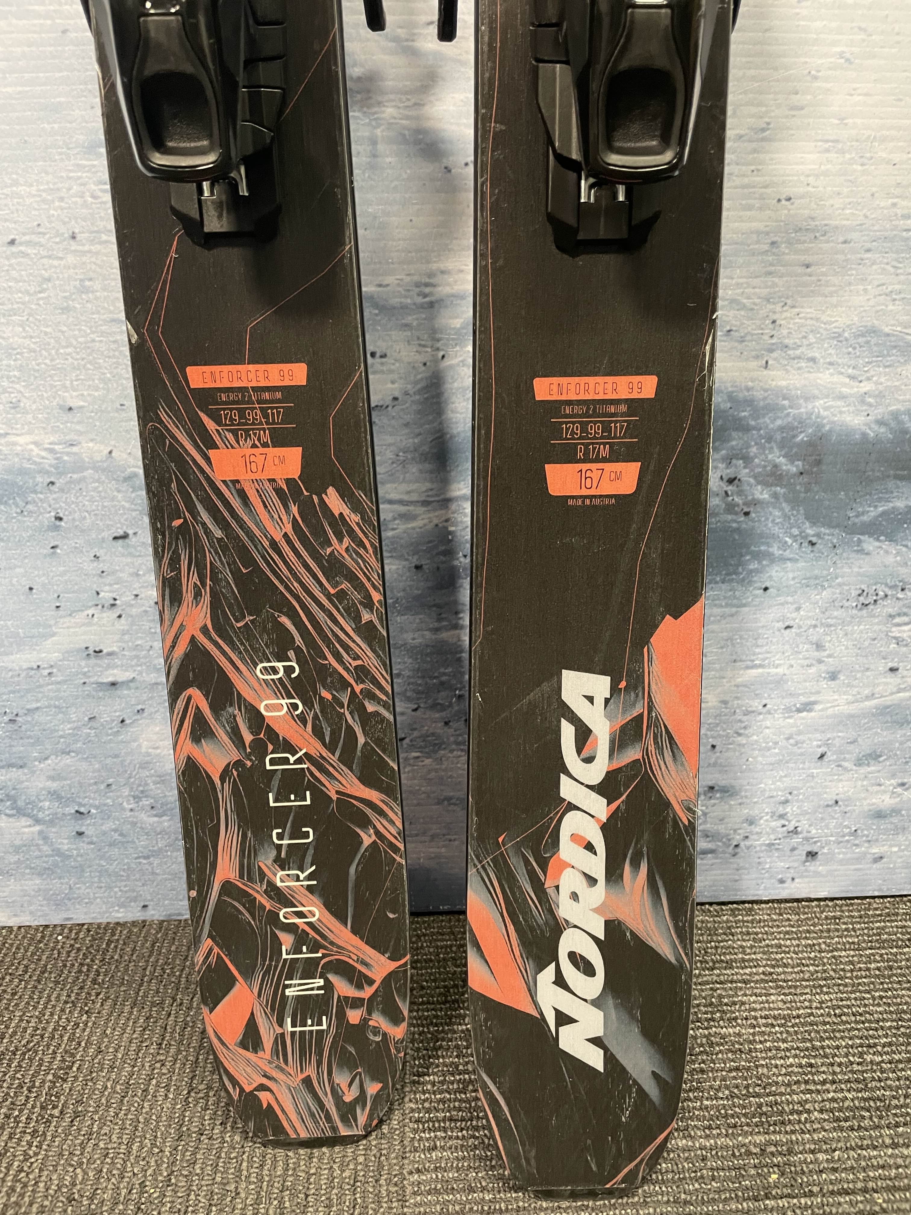 Lightly used 2025 Nordica Enforcer 99 ski 167 cm with adjustable Salomon Strive 11 Bindings