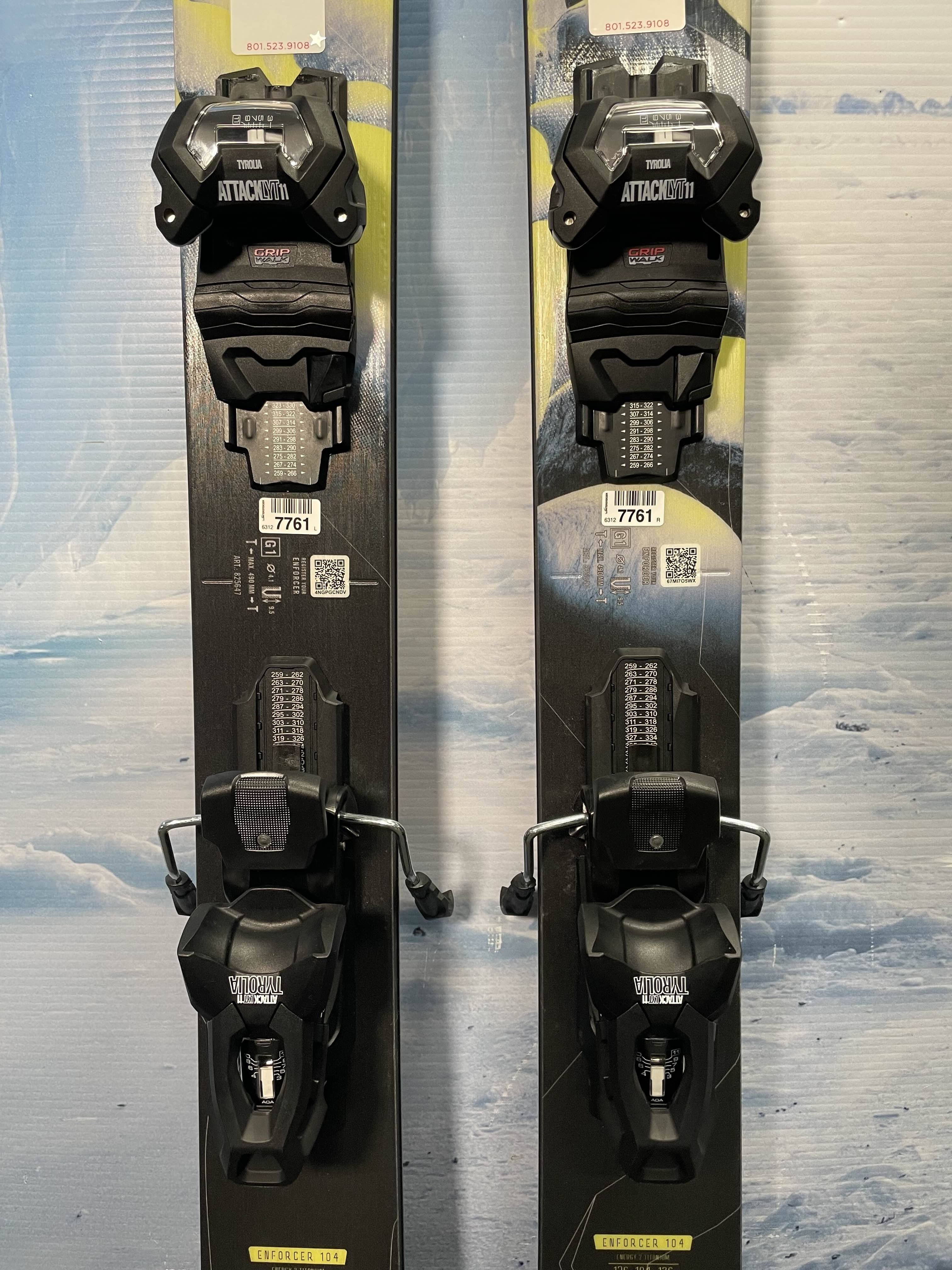 Lightly used 2025 Nordica Enforcer 104 ski - 185cm w/ Adjustable Tyrolia Attack LYT 11 GW binding