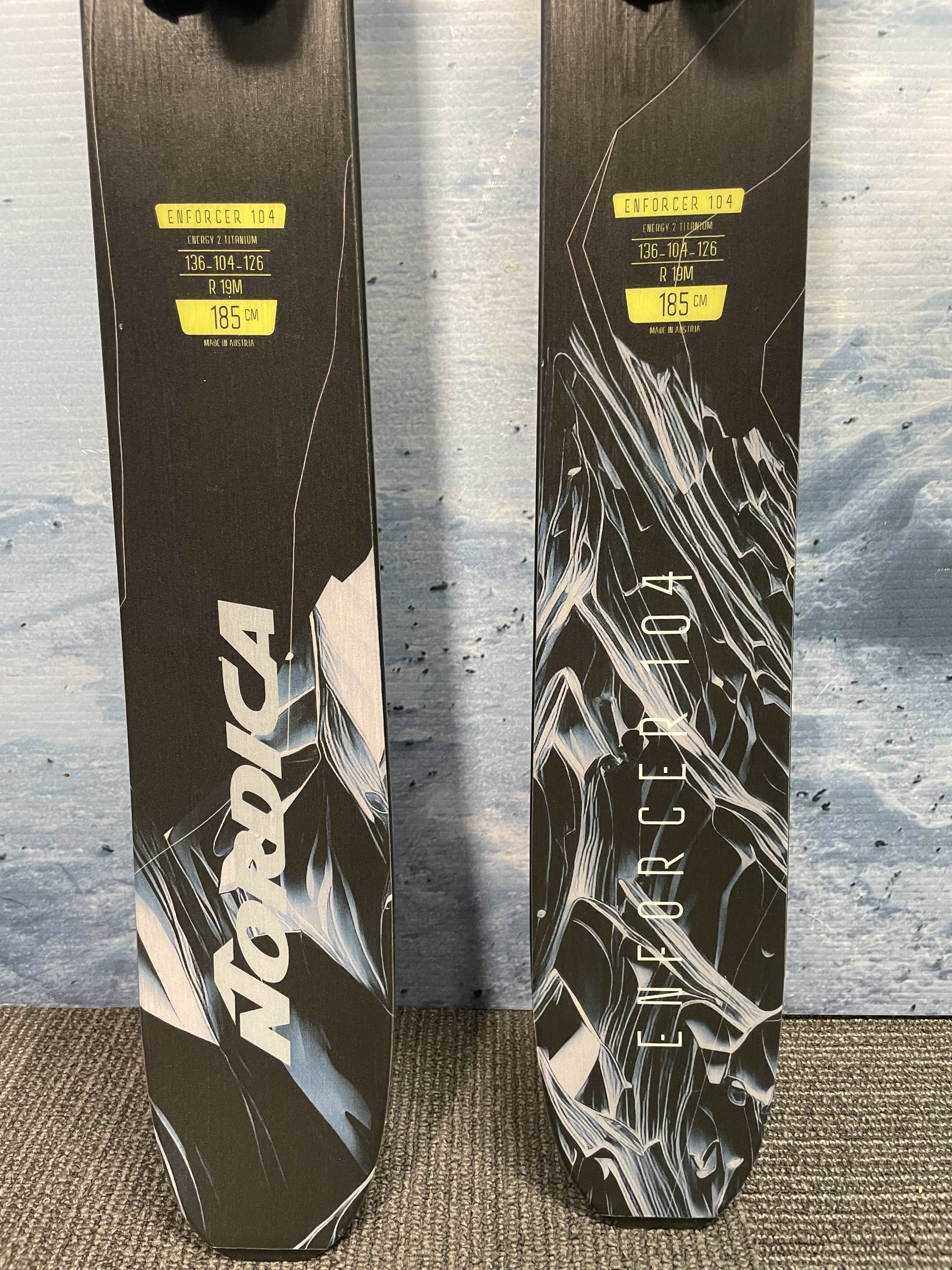 Lightly used 2025 Nordica Enforcer 104 ski - 185cm w/ Adjustable Tyrolia Attack LYT 11 GW binding