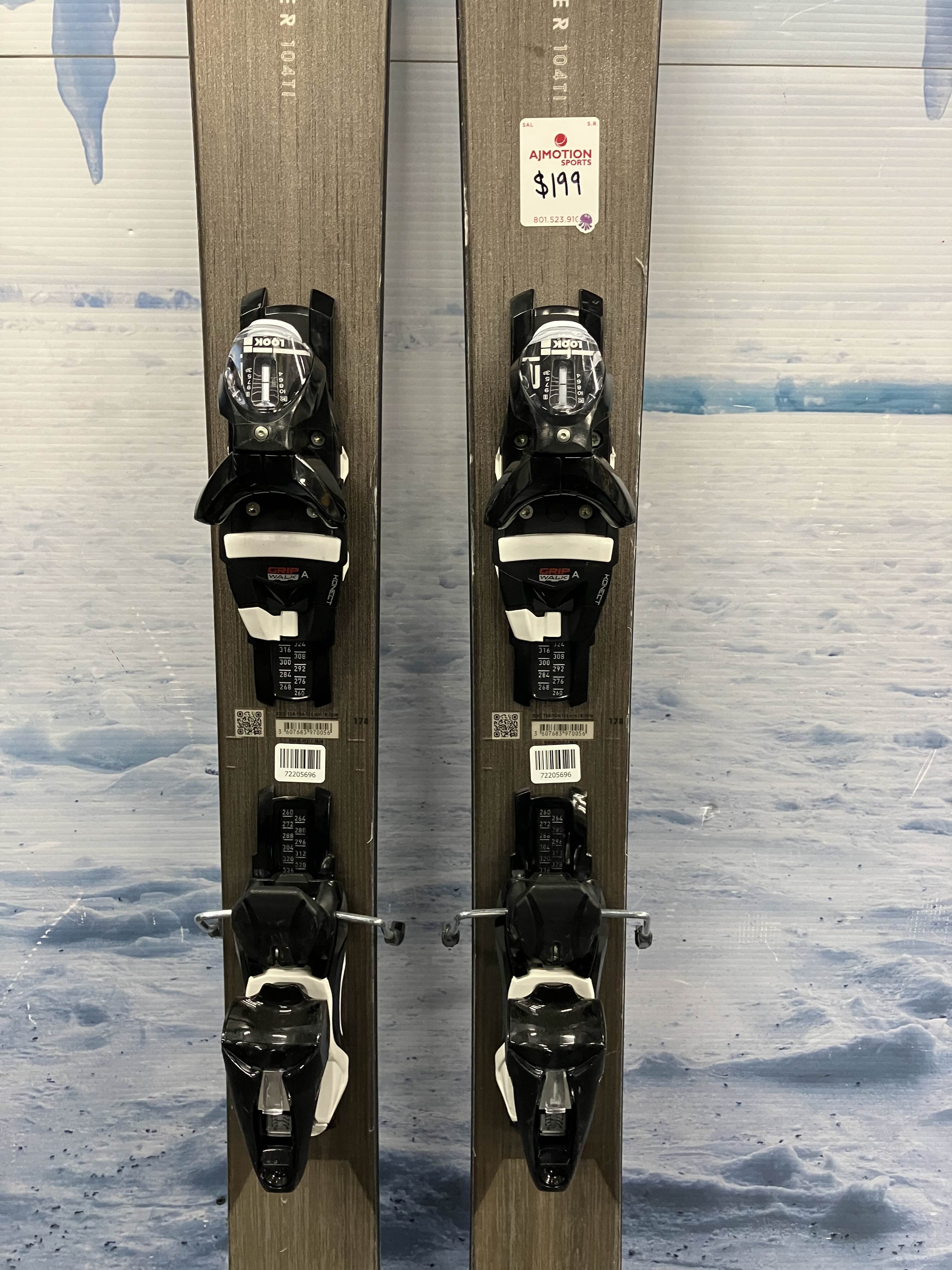 Used Rossignol Sender 104 TI 178cm Skis w/ Look 12 Demo Bindings