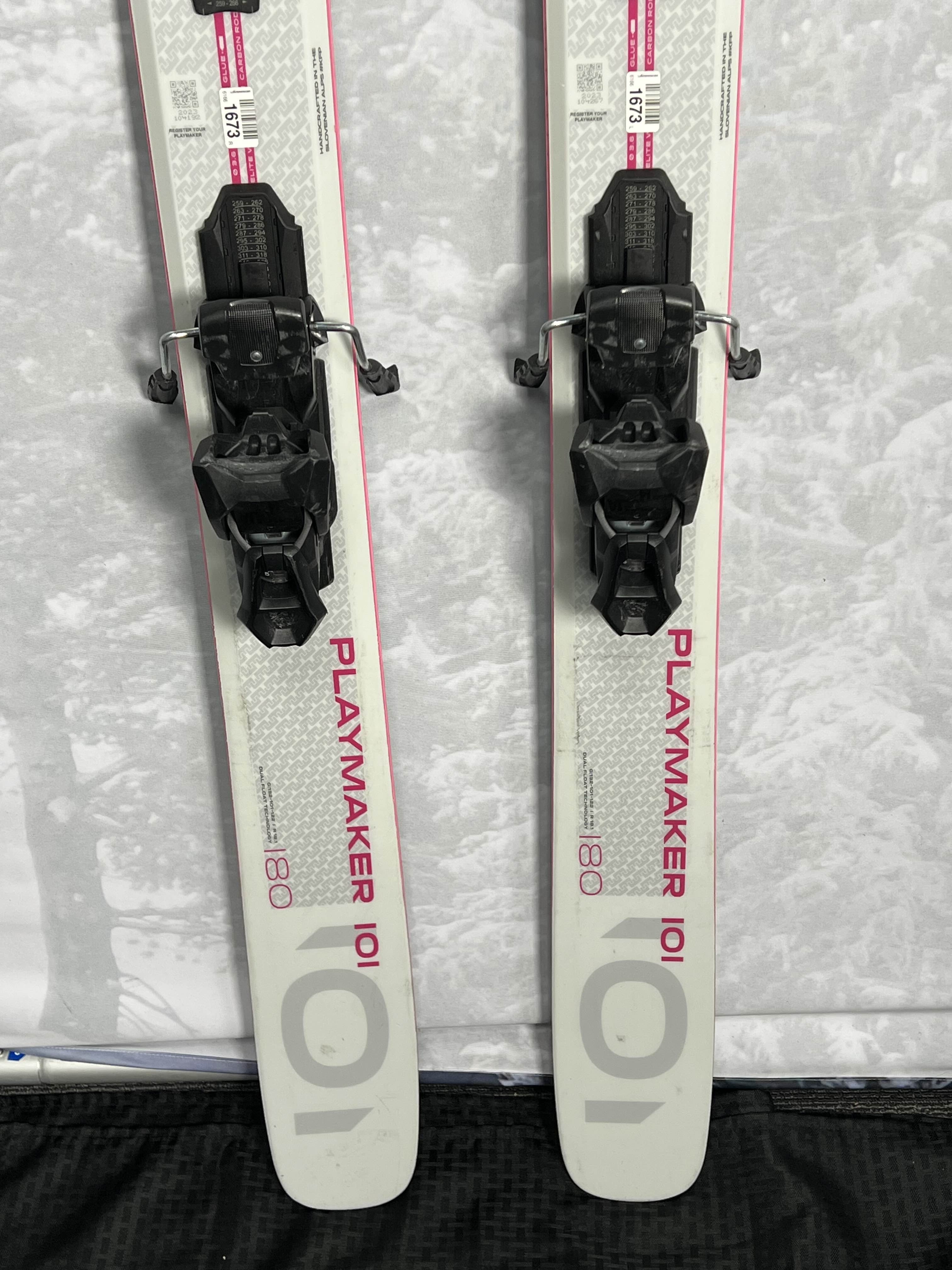 Lightly used Elan Playmaker 101 -180 cm Skis w/ Tyrolla Attack 14