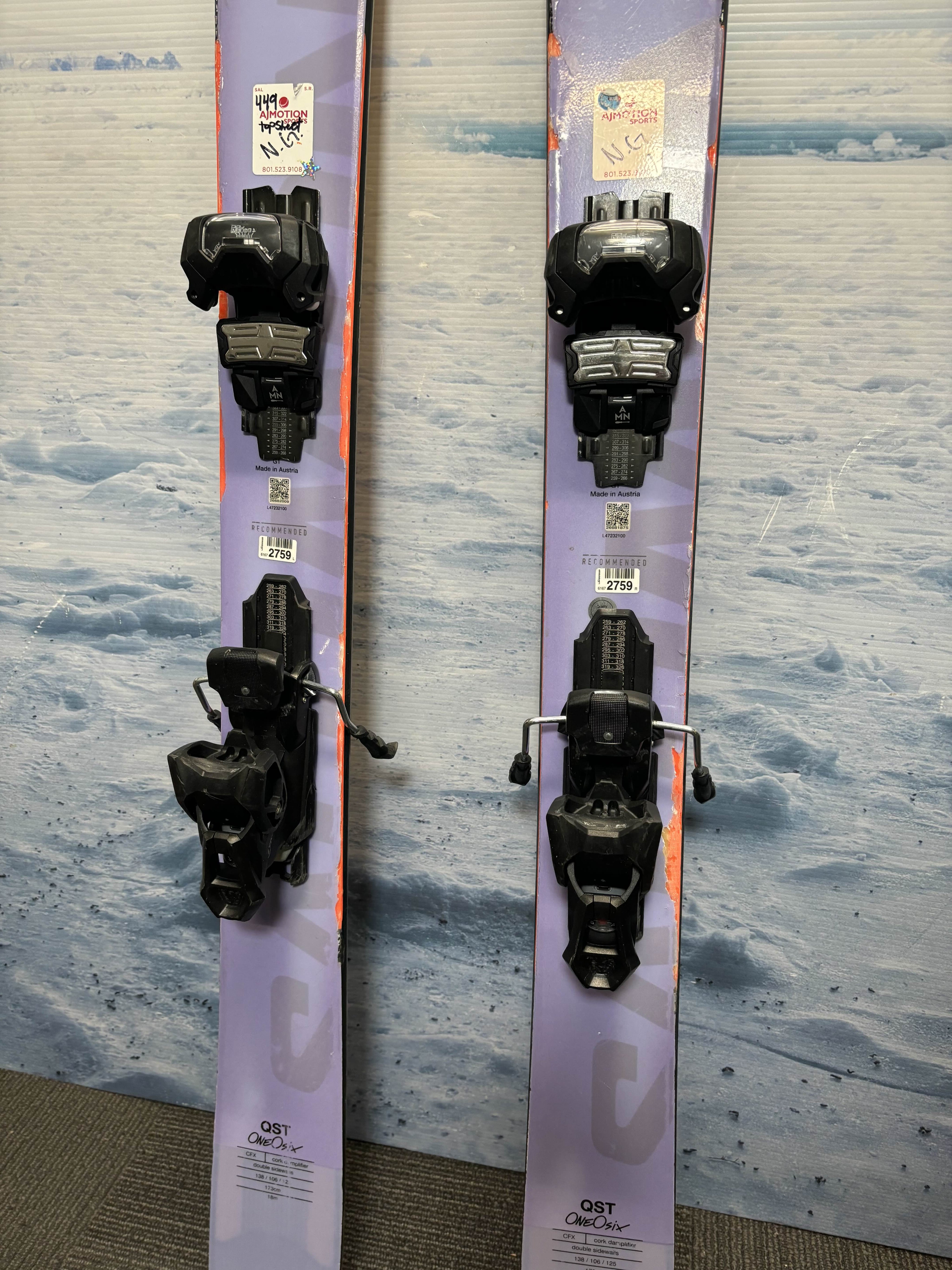 Used Salomon QST 106 Ski 173cm w/ Tyrolia Attack 14 Rental Binding