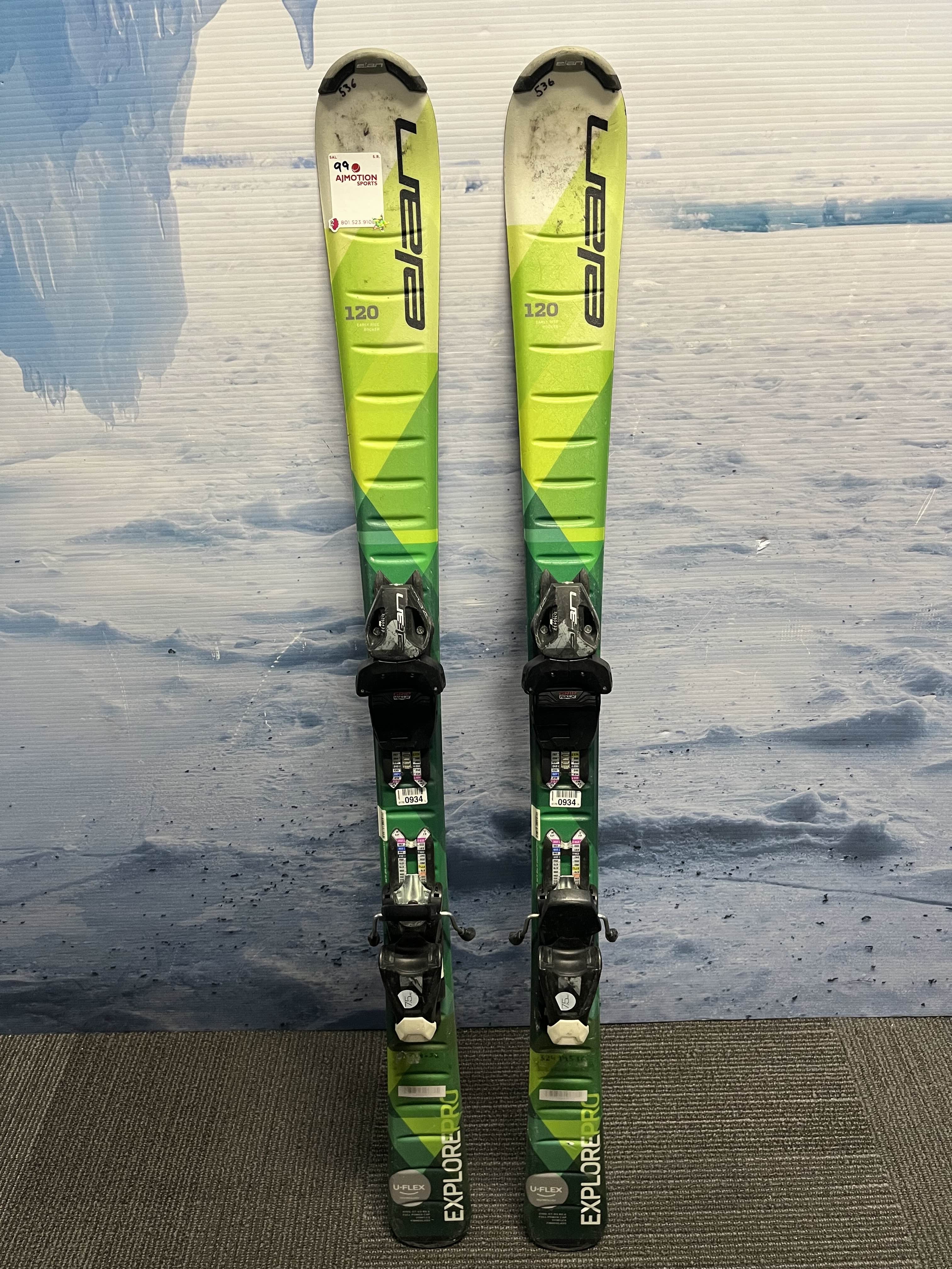 Used Elan Explore Pro Youth Kids Ski w/ Elan El 7.5 Demo Bindings - 120CM