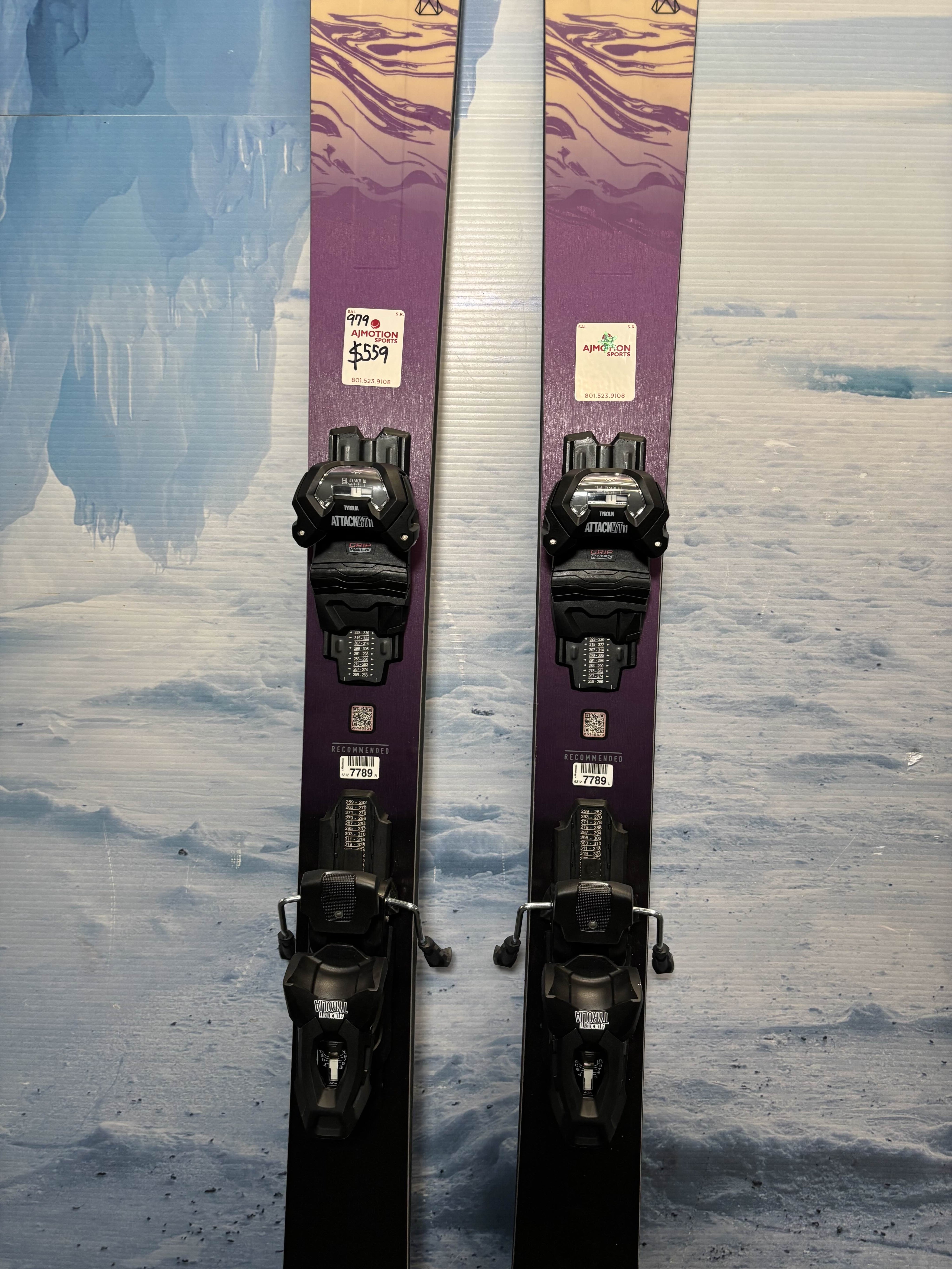 Lightly Used Salomon Stance 94 Ski 168cm w/ Tyrolia Attack 11 Rental Binding