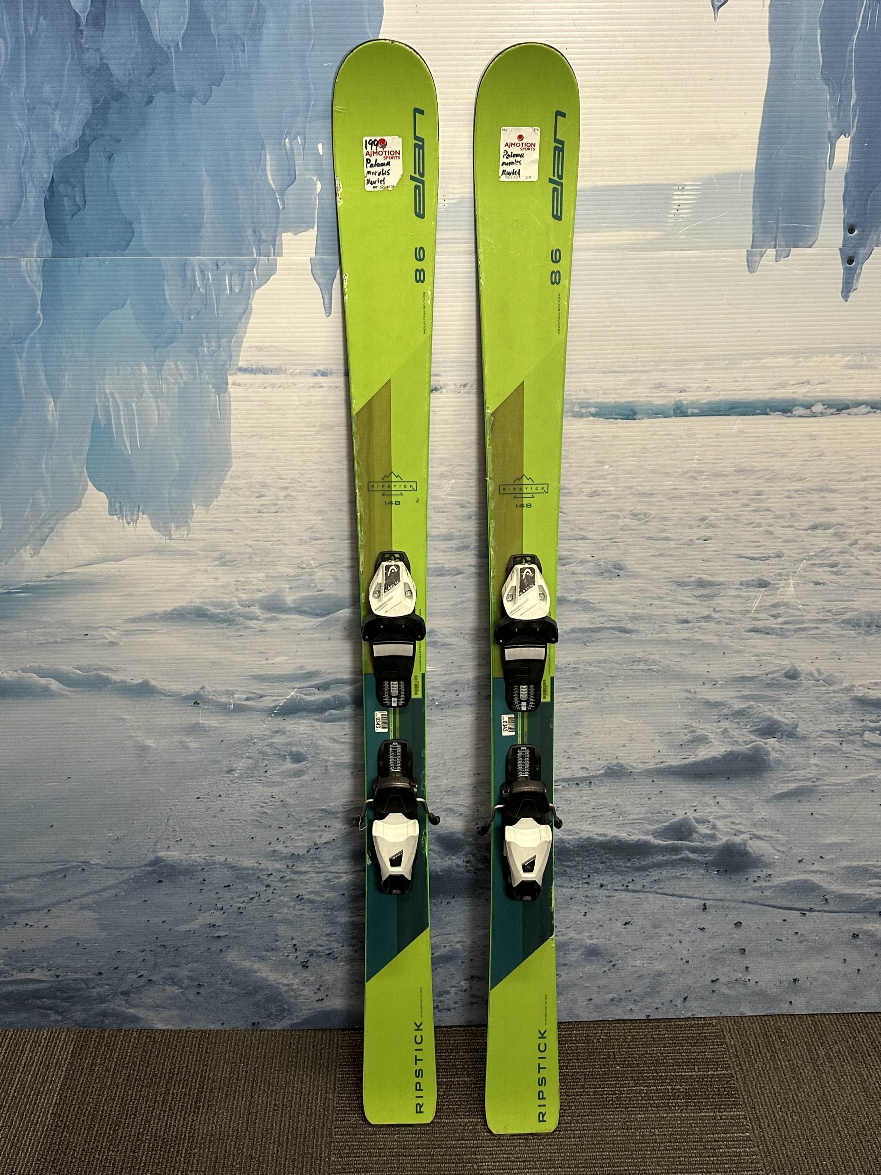 Used Elan Ripstick 86 148cm w/ Head SLR 7.5 AC Rental Binding