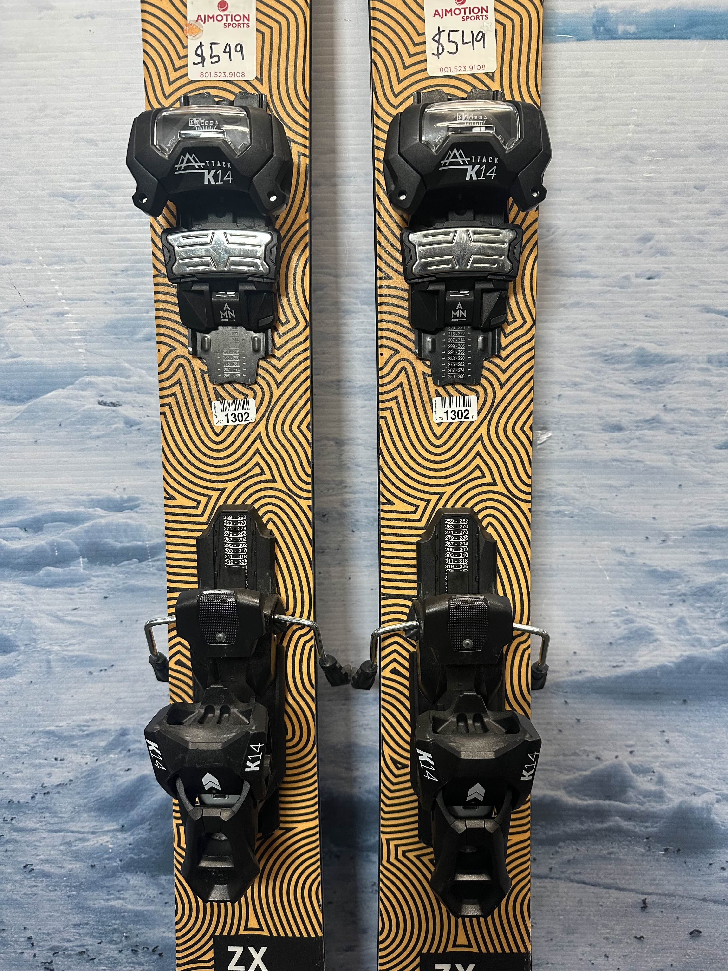 Used Kastle ZX108 169cm W/ Kastle Attack K14 Adjustable bindings