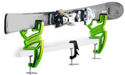 The Wintersteiger Ski Vise Sport Plus holding a ski up for ski tuning and repair.