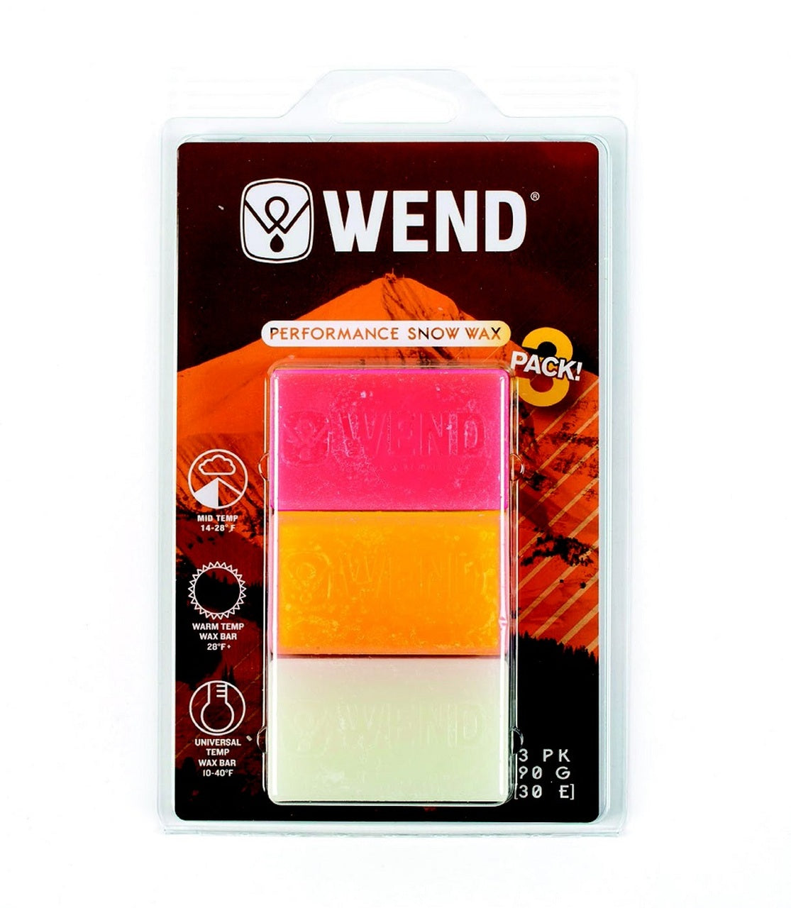 WEND NF Performance Plant-Based Ski Wax Trio - Mid/Warm/Universal (3-Pack)