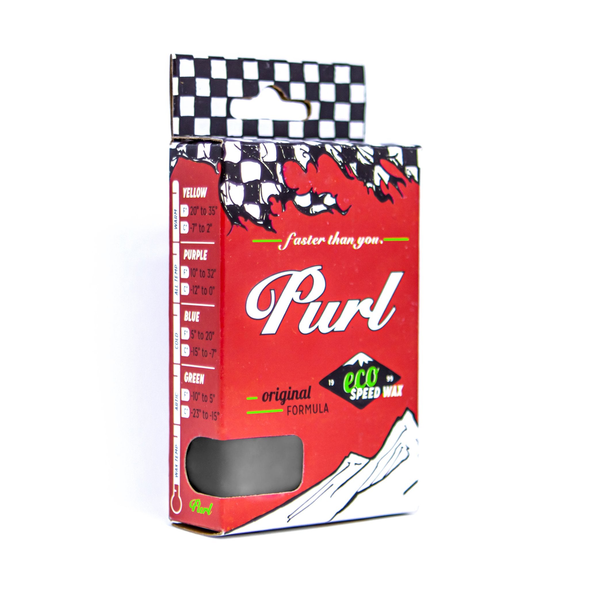Product shot of Purl Graphite Additive Black 65 gram wax bar.