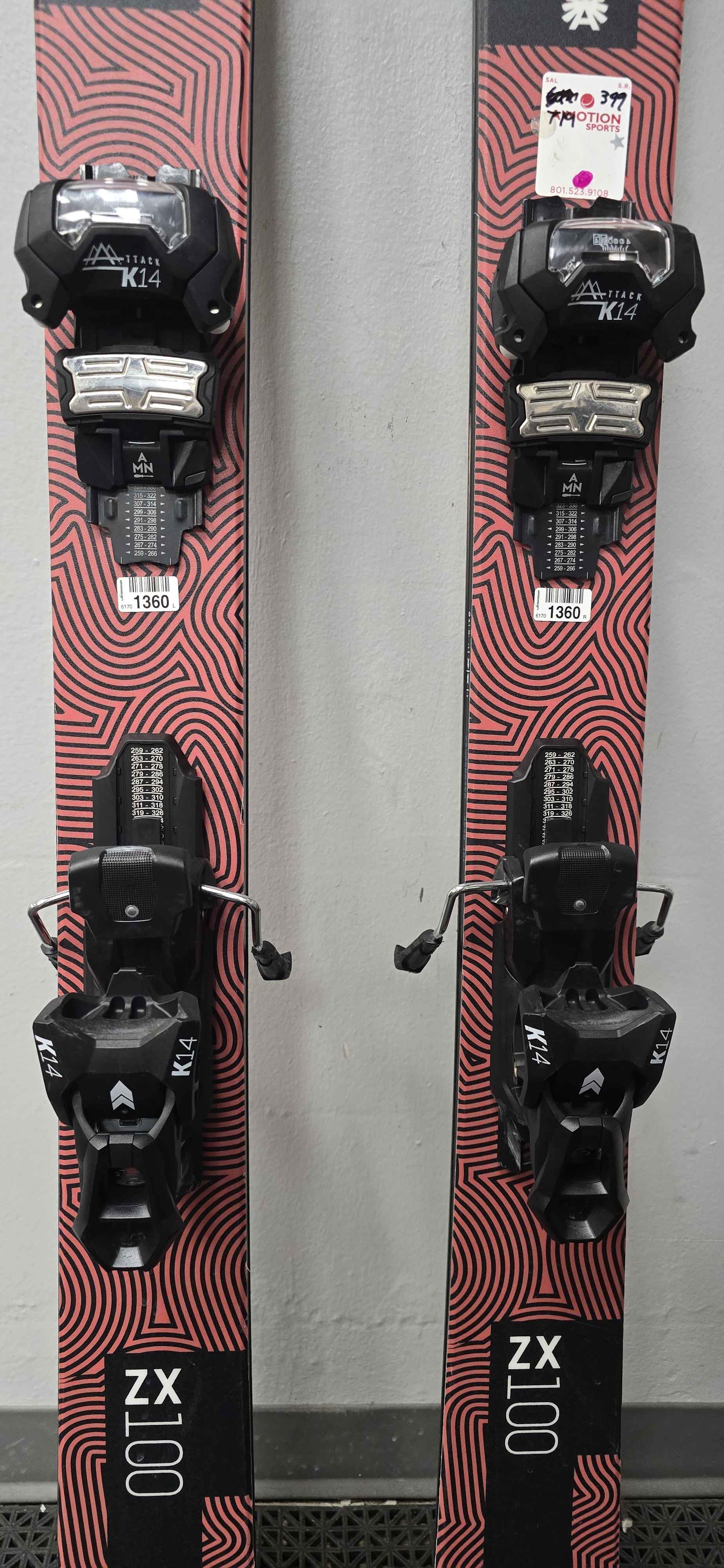 Used Kastle ZX100 181cm W/ Kastle Attack K14 Adjustable bindings