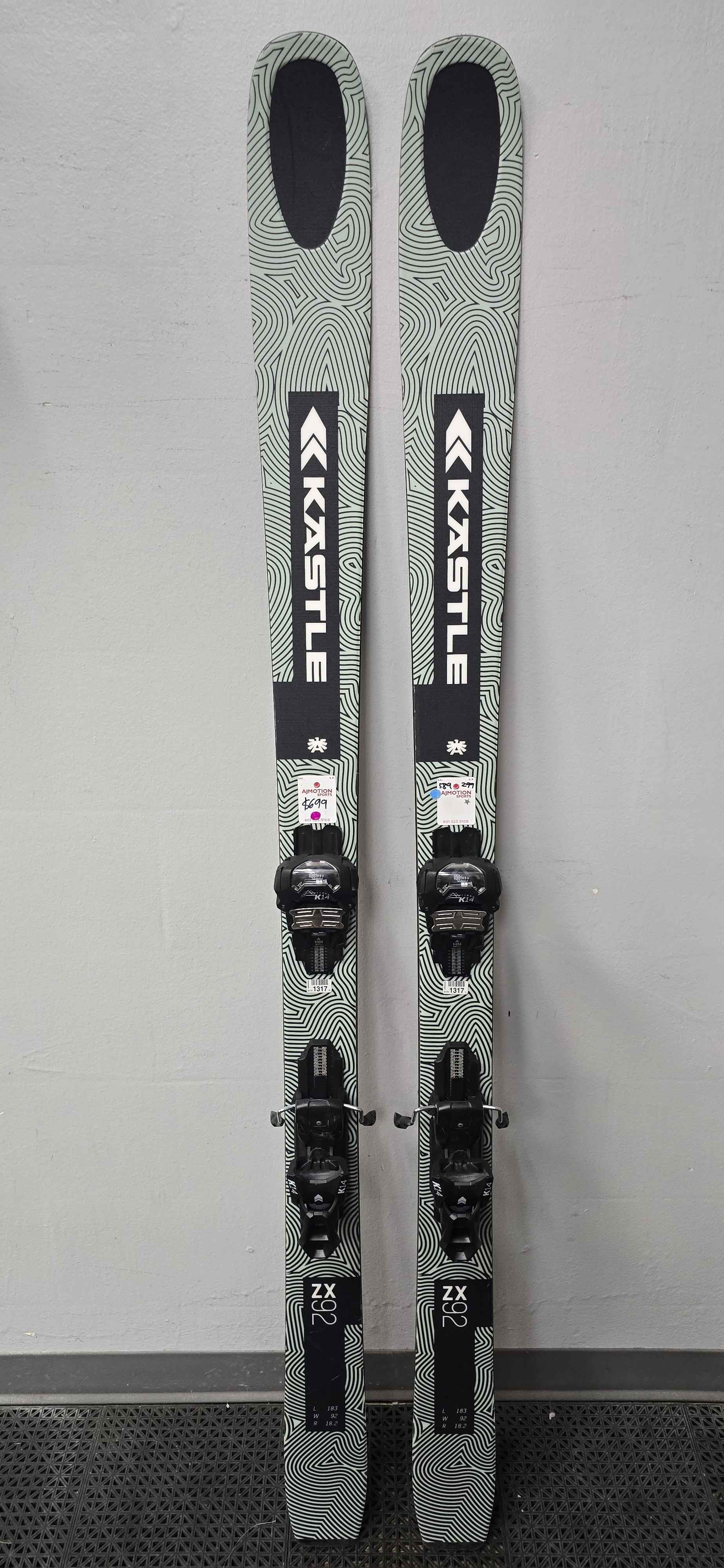 Used Kastle ZX92 183cm W/ Kastle Attack K14 Adjustable bindings