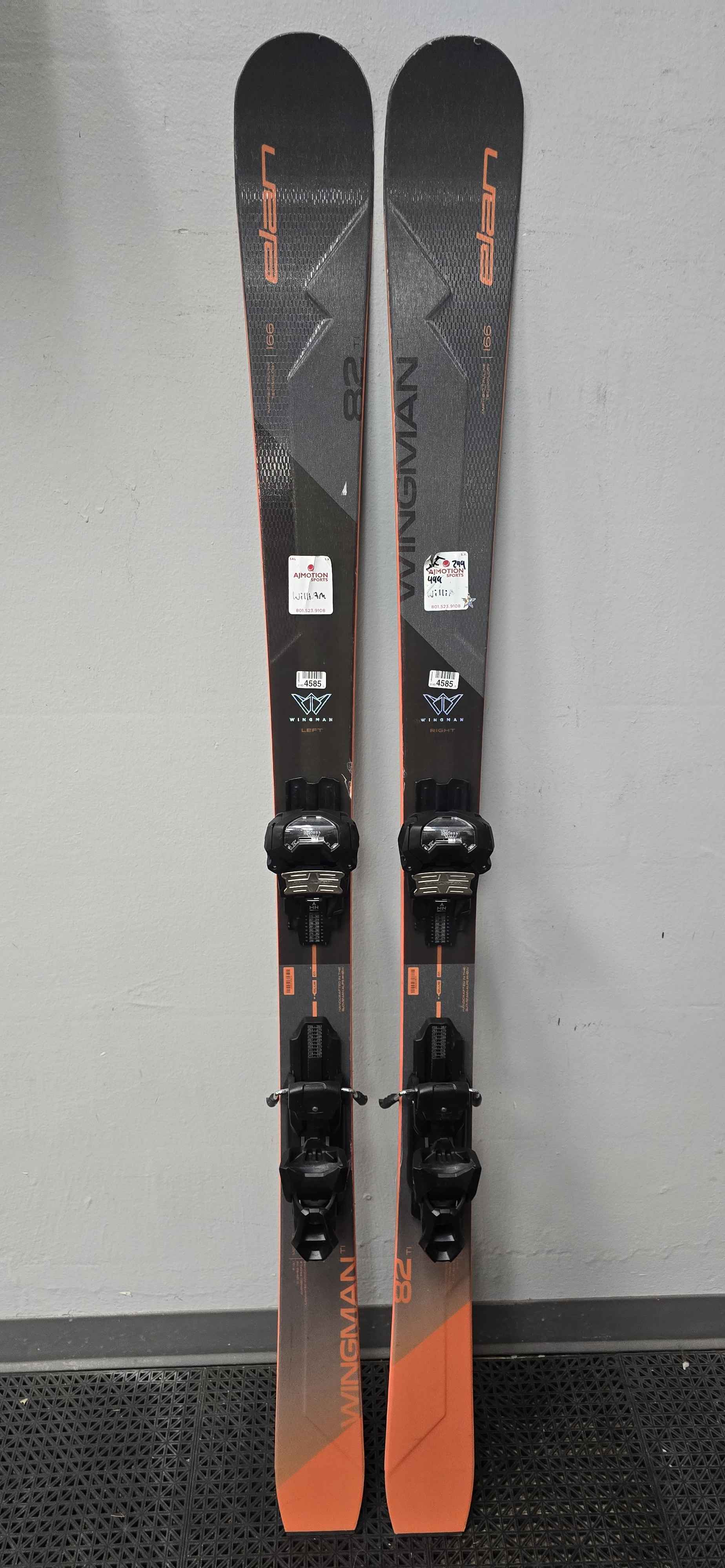 Used Elan Wingman 82 Ti 166cm W/ Elan Attack 14 Adjustable bindings