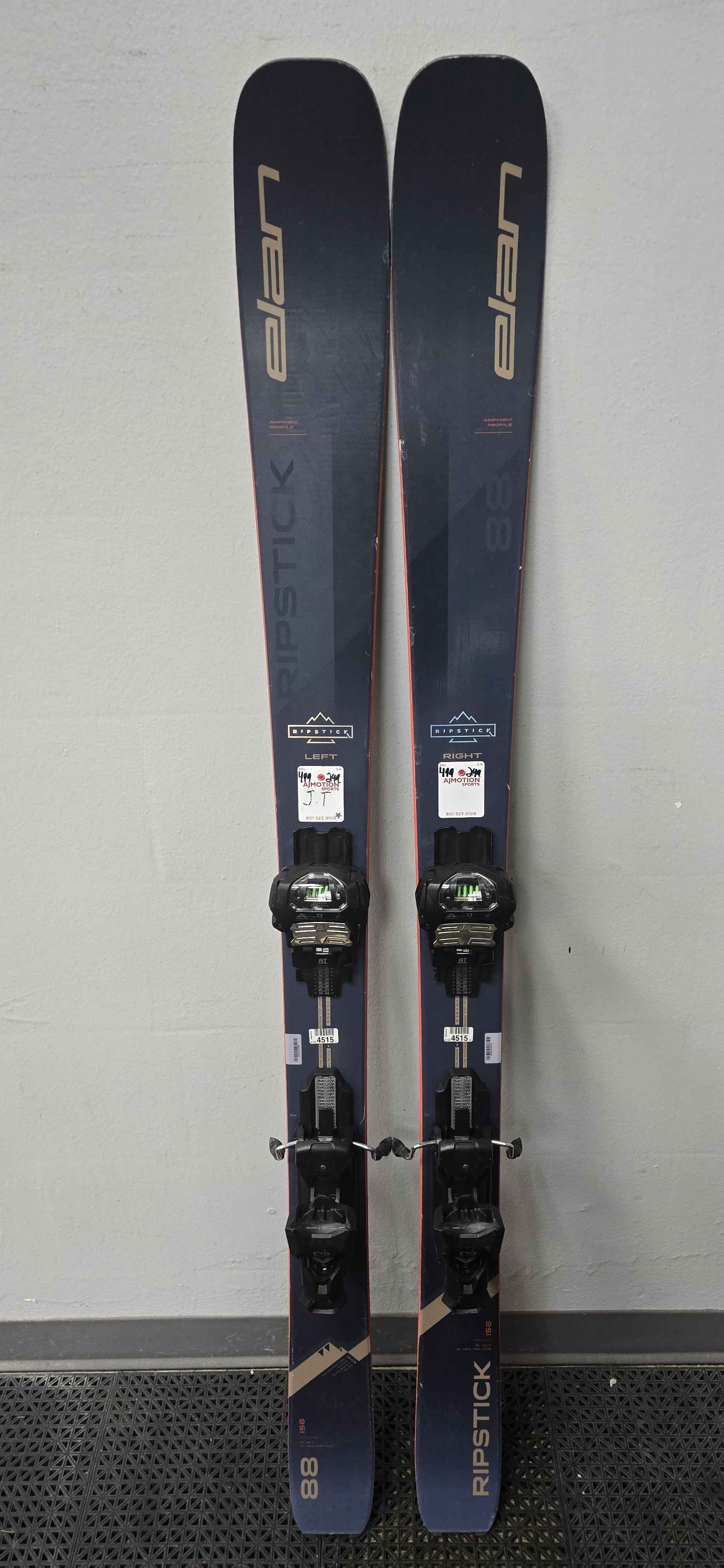 Used Elan Ripstick 88 156cm Skis w/ Attack 13 Demo Binding