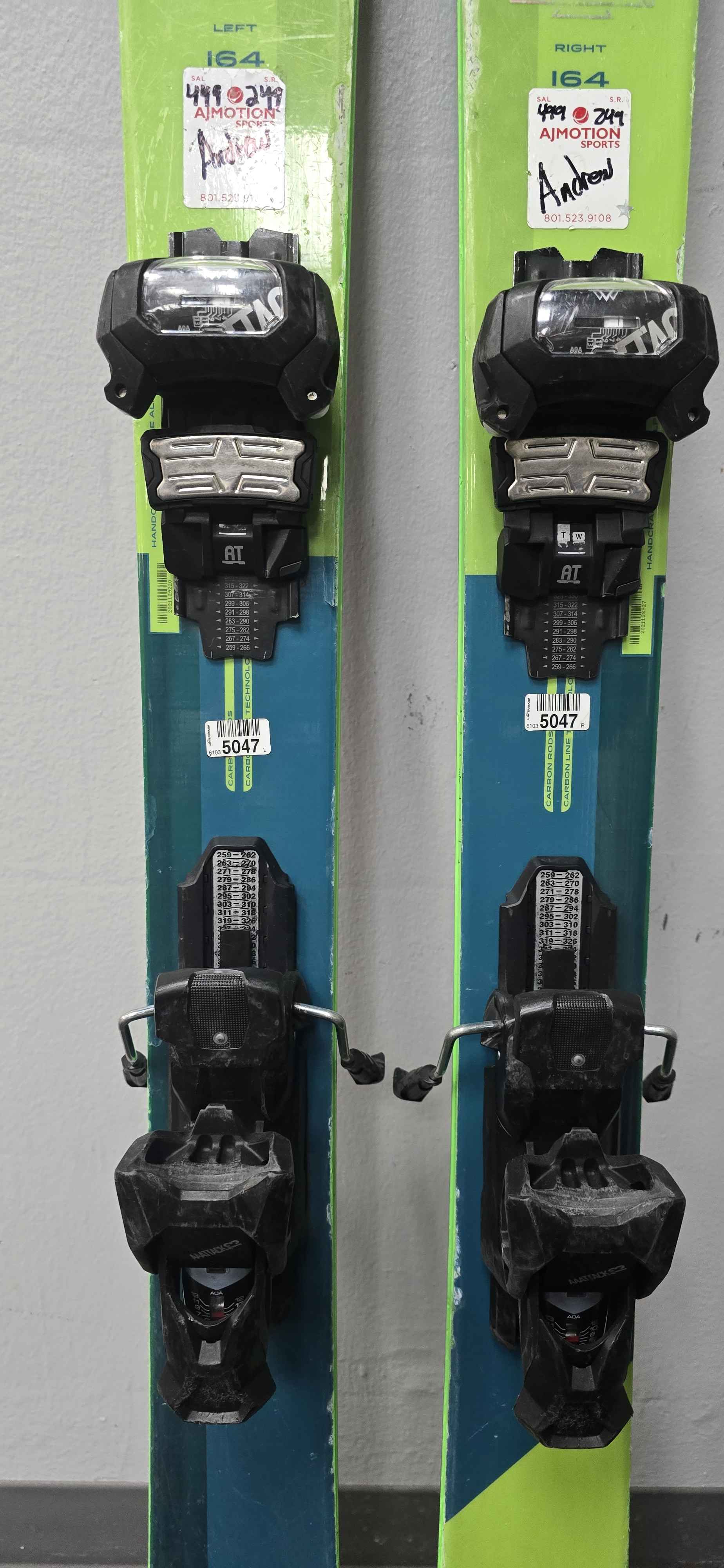 Used Elan Ripstick 96 164cm Skis w/ Attack 13 Demo Binding