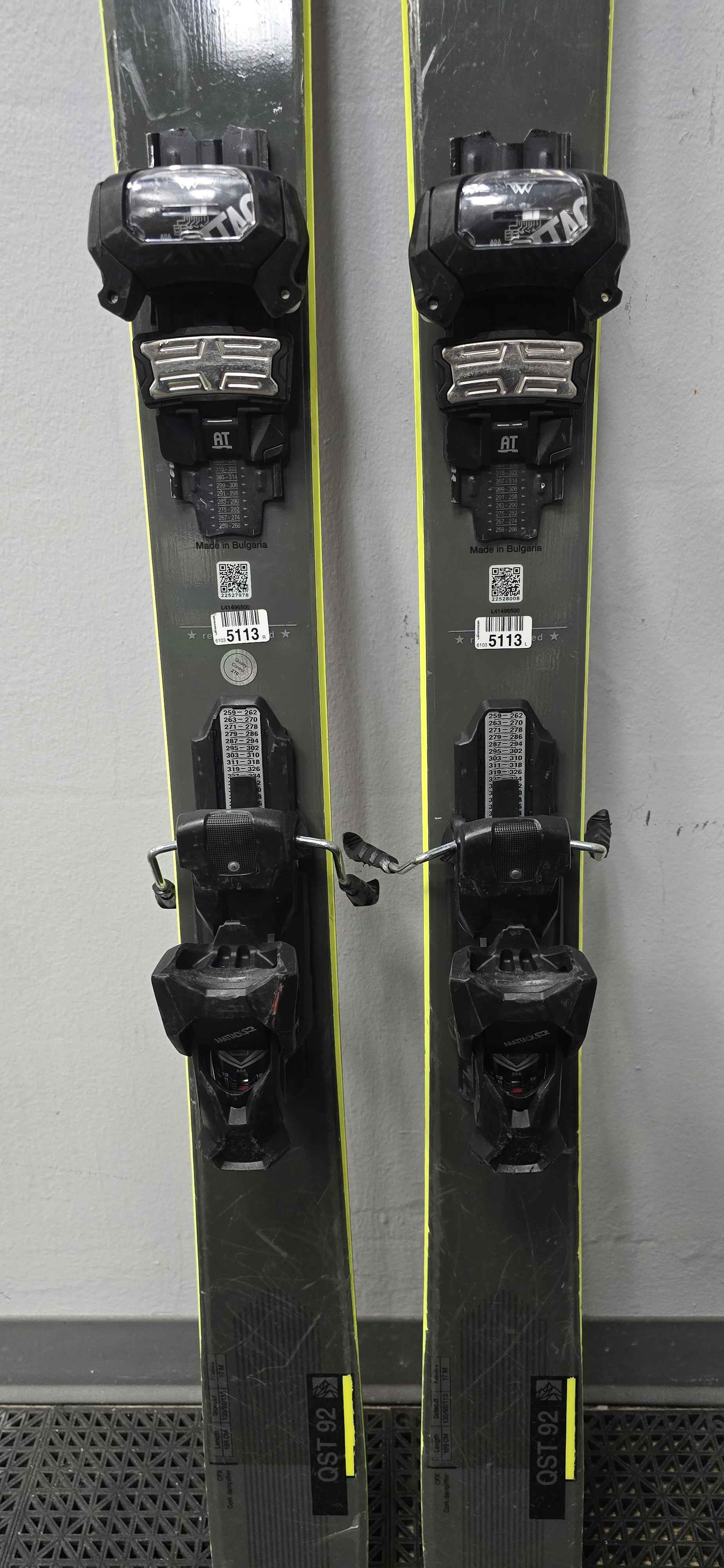 Used Salomon QST 92 169cm w/ Tyrolia Attack 13 Adjustable Bindings