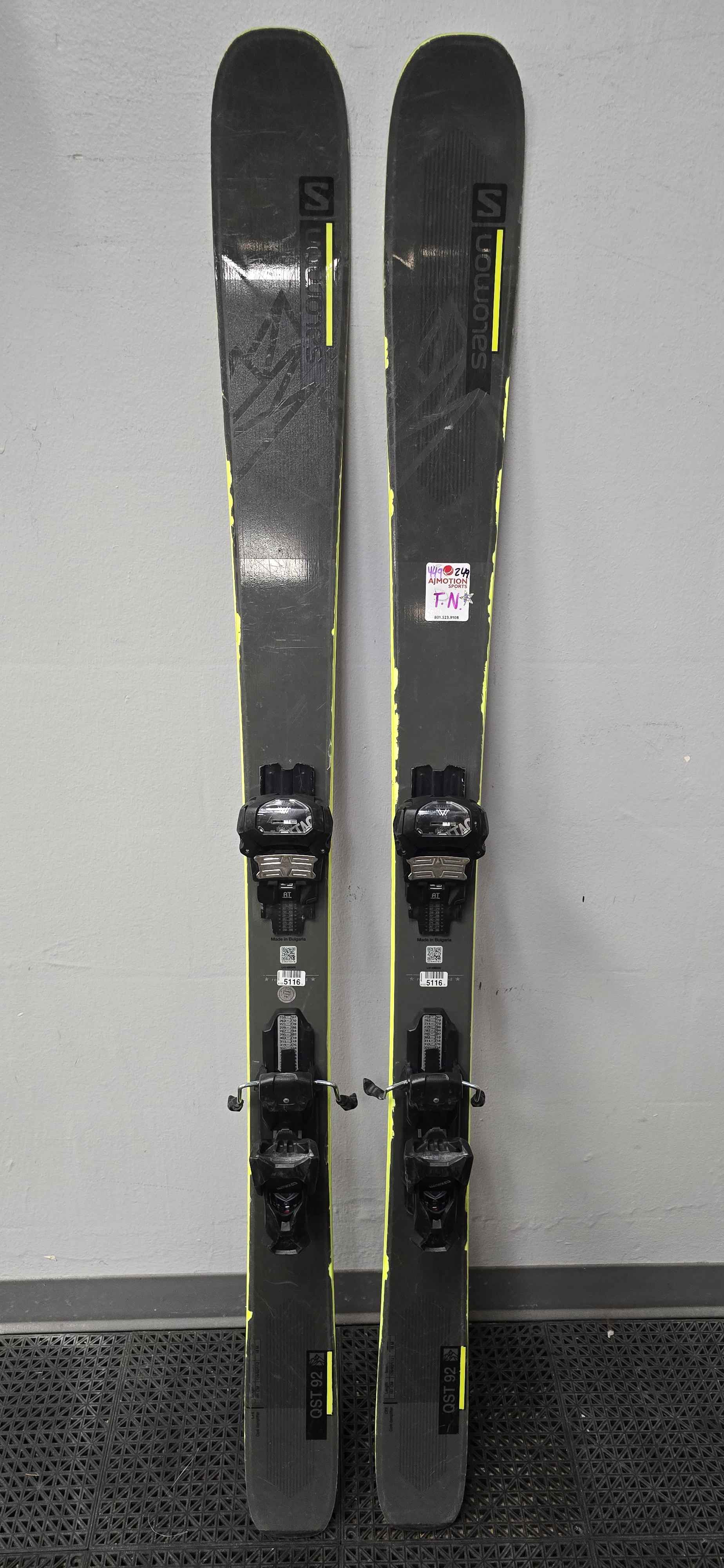 Used Salomon QST 92 161cm w/ Tyrolia Attack 13 Adjustable Bindings