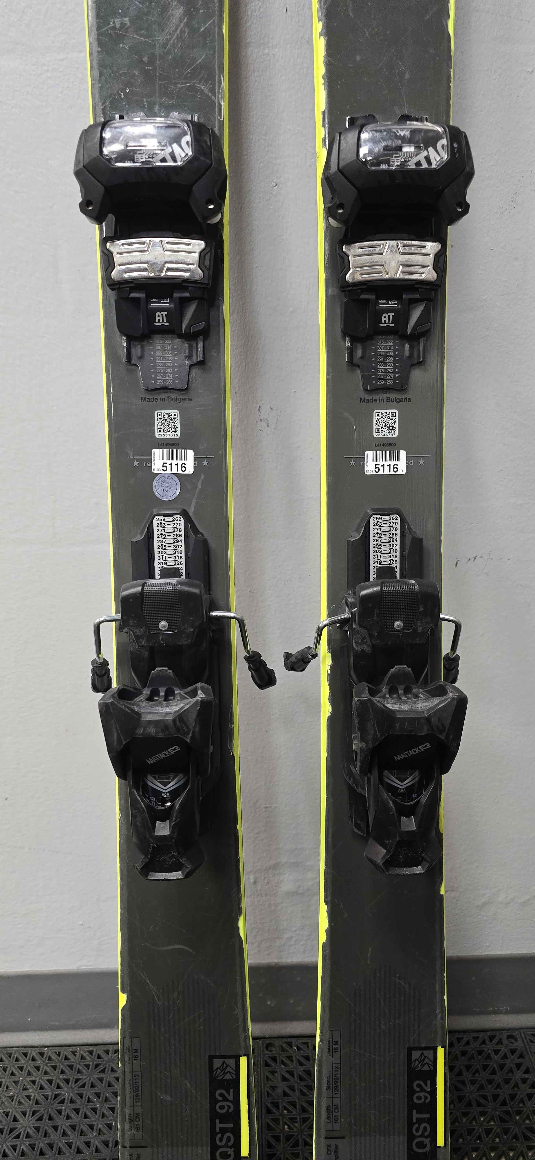 Used Salomon QST 92 161cm w/ Tyrolia Attack 13 Adjustable Bindings