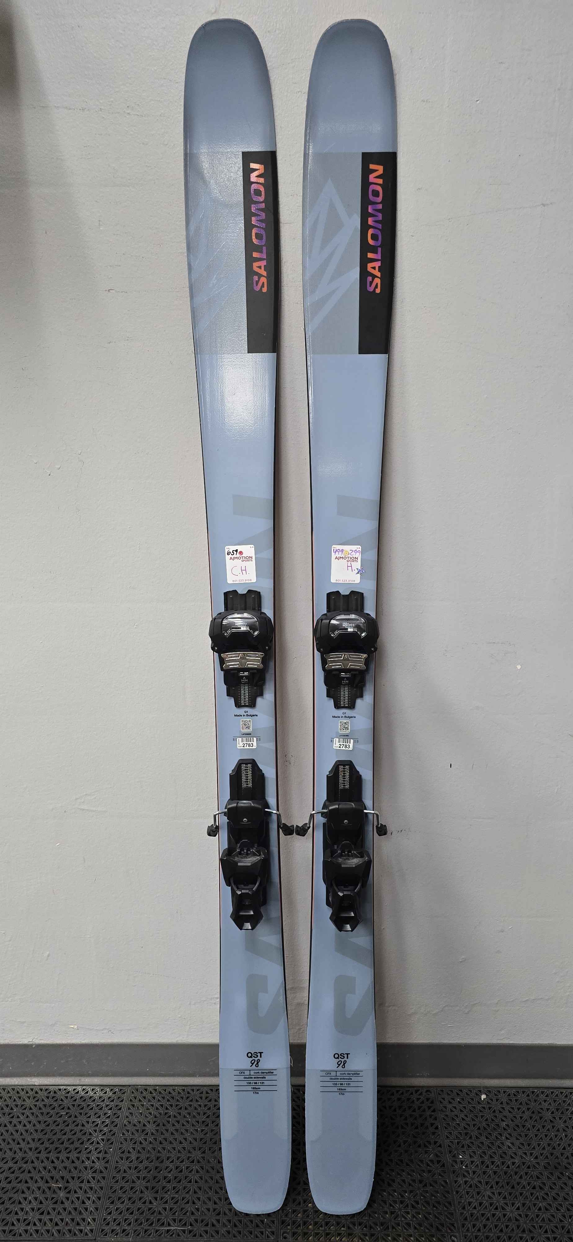 Used Salomon QST 92 183cm w/ Tyrolia Attack 14 Adjustable Bindings