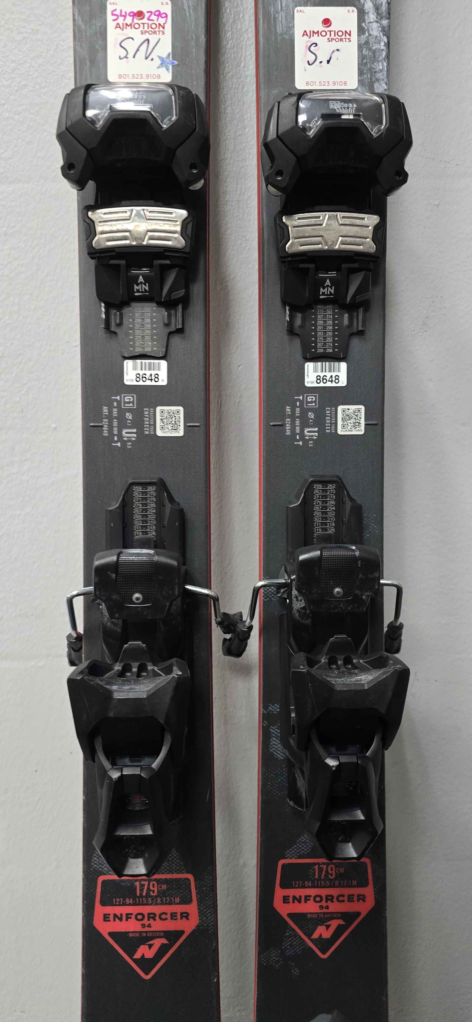 Used Nordica Enforcer 94 179cm w/ Tyrolia Attack 14 Adjustable Bindings