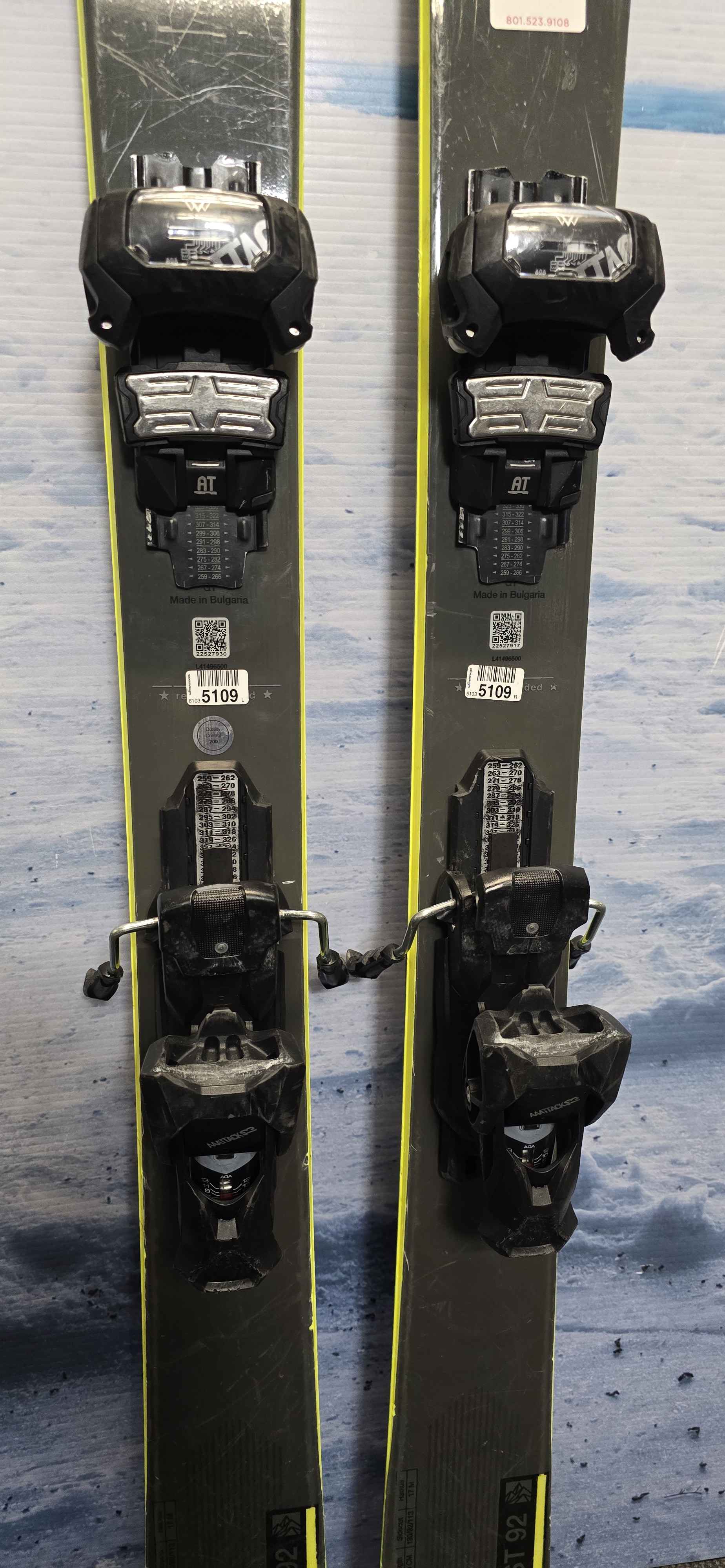 Used Salomon QST 92 169cm w/ Tyrolia Attack 13 Adjustable Bindings