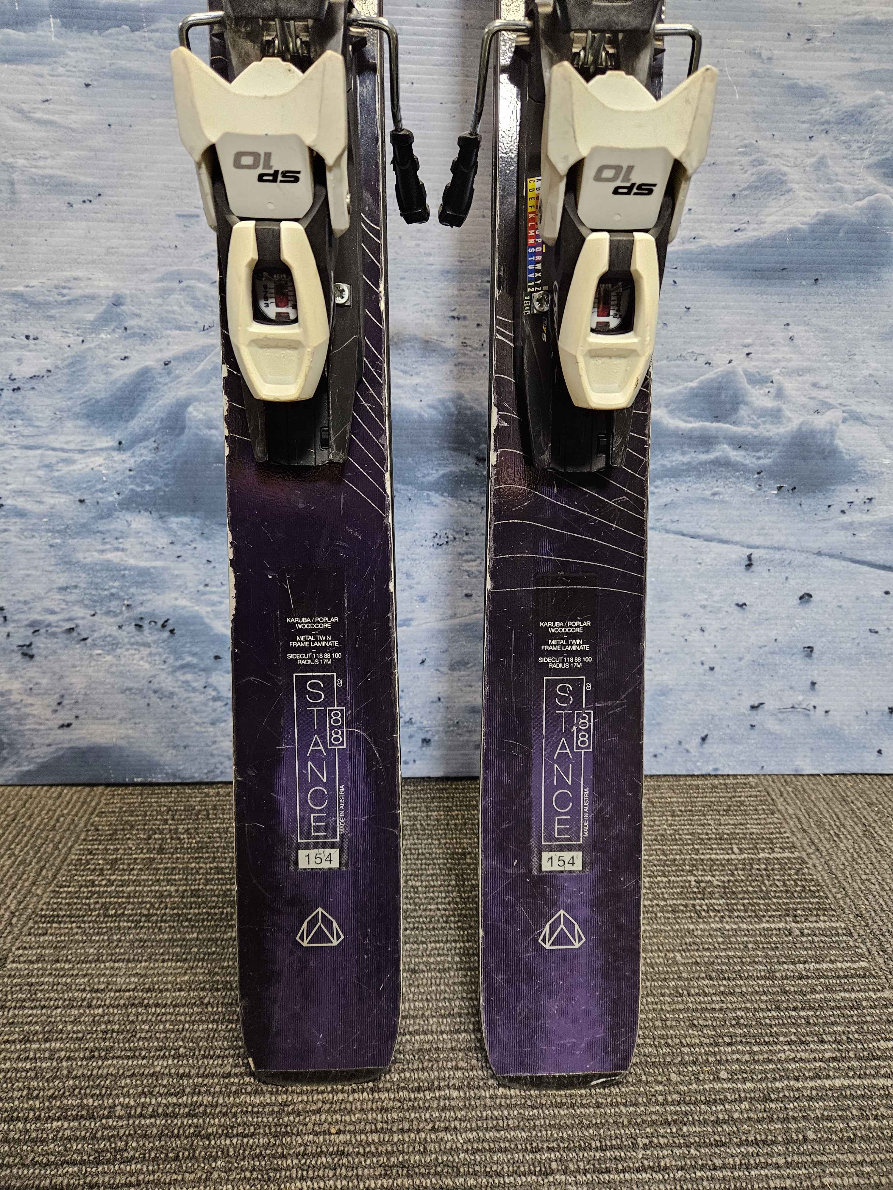 Used 2023 Salomon Stance 88 154cm Skis w/ Tyrollia SP10 Bindings