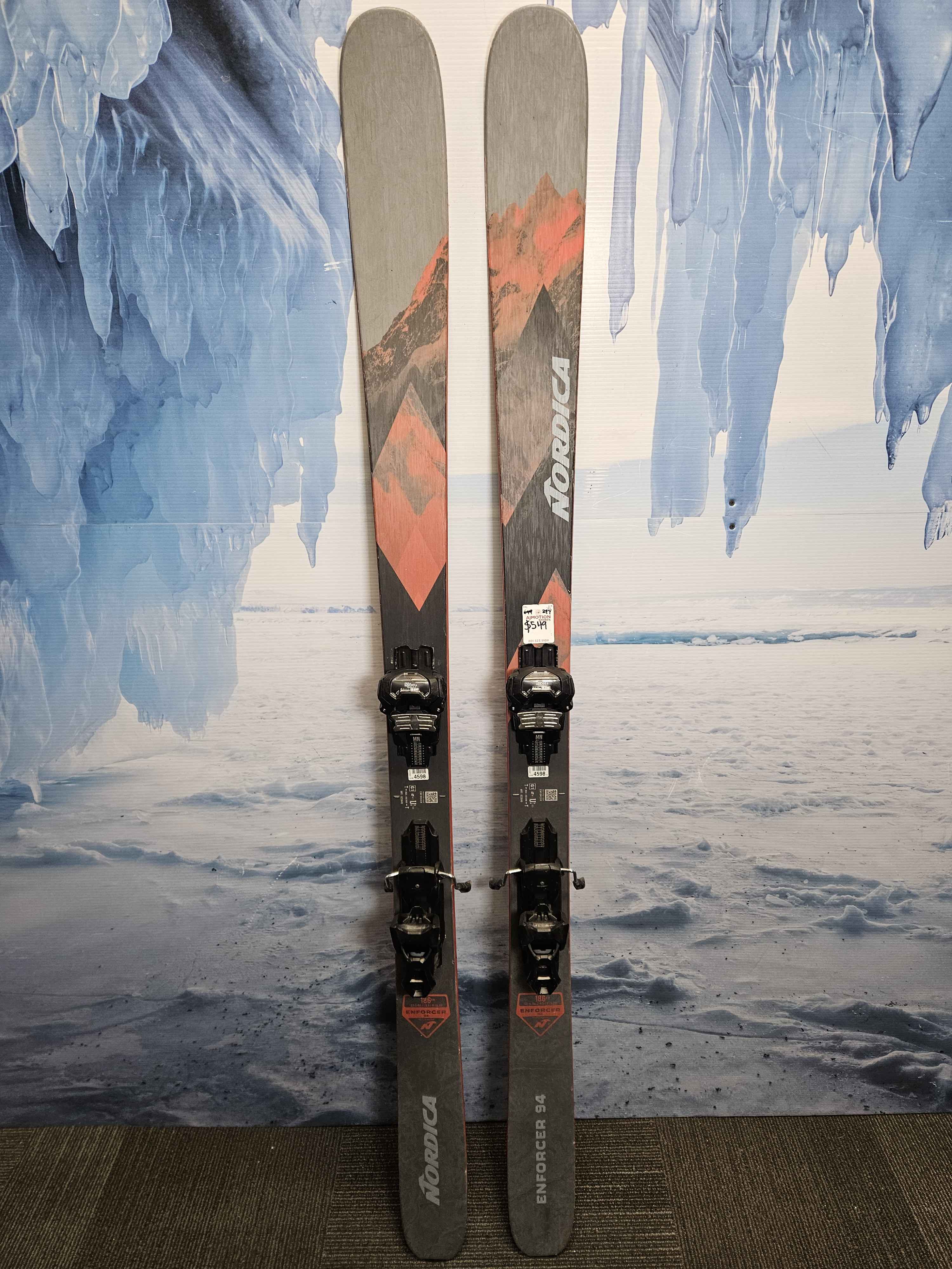 Used 2023 Nordica Enforcer 94 186cm Skis w/ Tyrollia Attack 14 Bindings