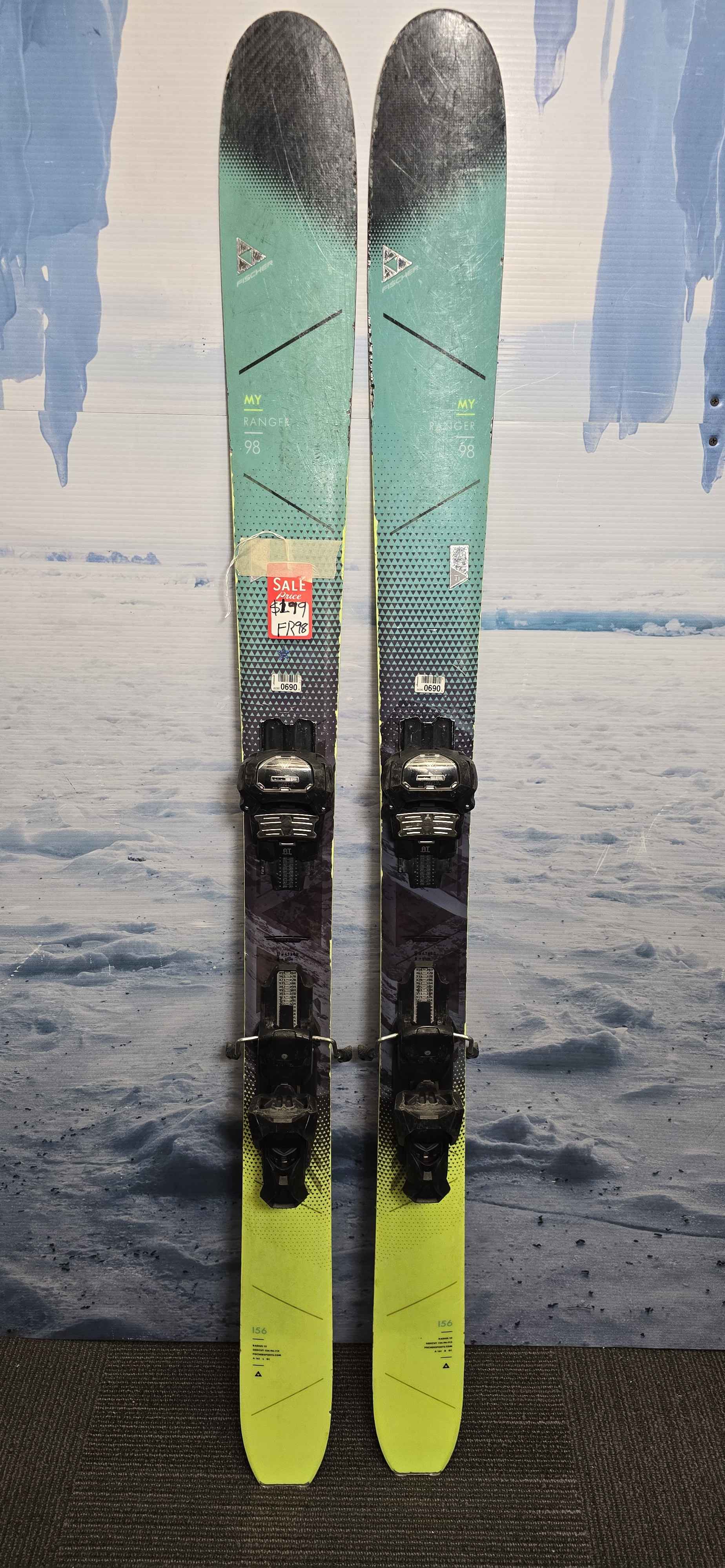 Used Fischer Ranger 98 Ski 156cm w/ Fischer Attack 13 Rental Binding