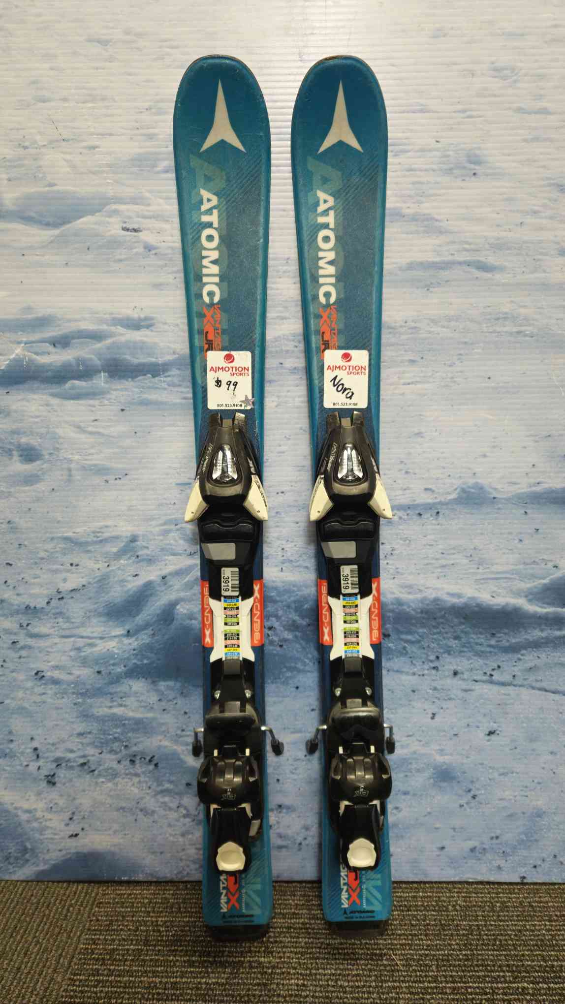 Used 2016 Atomic VantageX Jr 90cm Skis w/ EZYTrack 5 Bindings