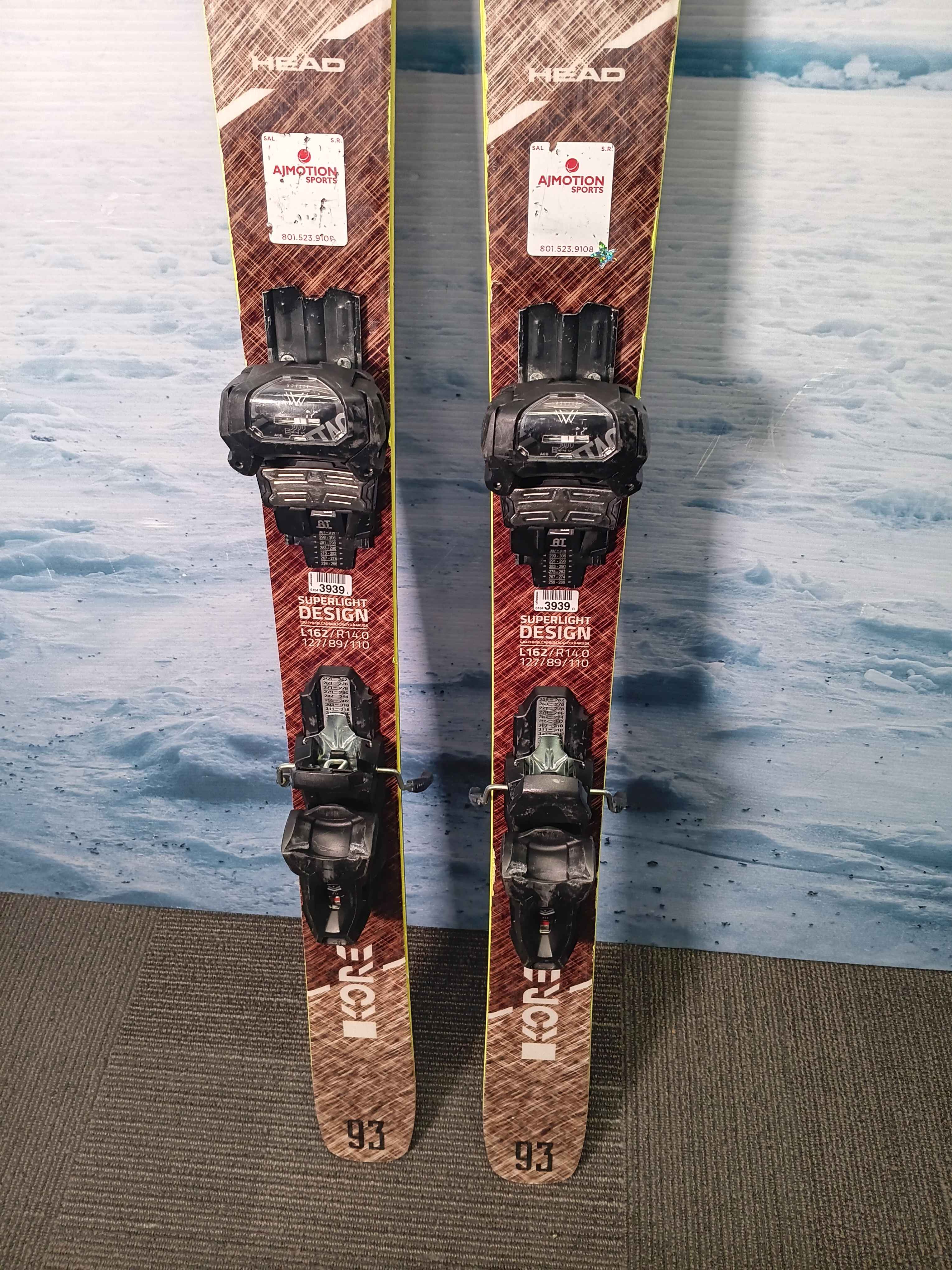 Used Head Kore 93 162cm w/ Tyrolia Attack 13 Adjustable Bindings