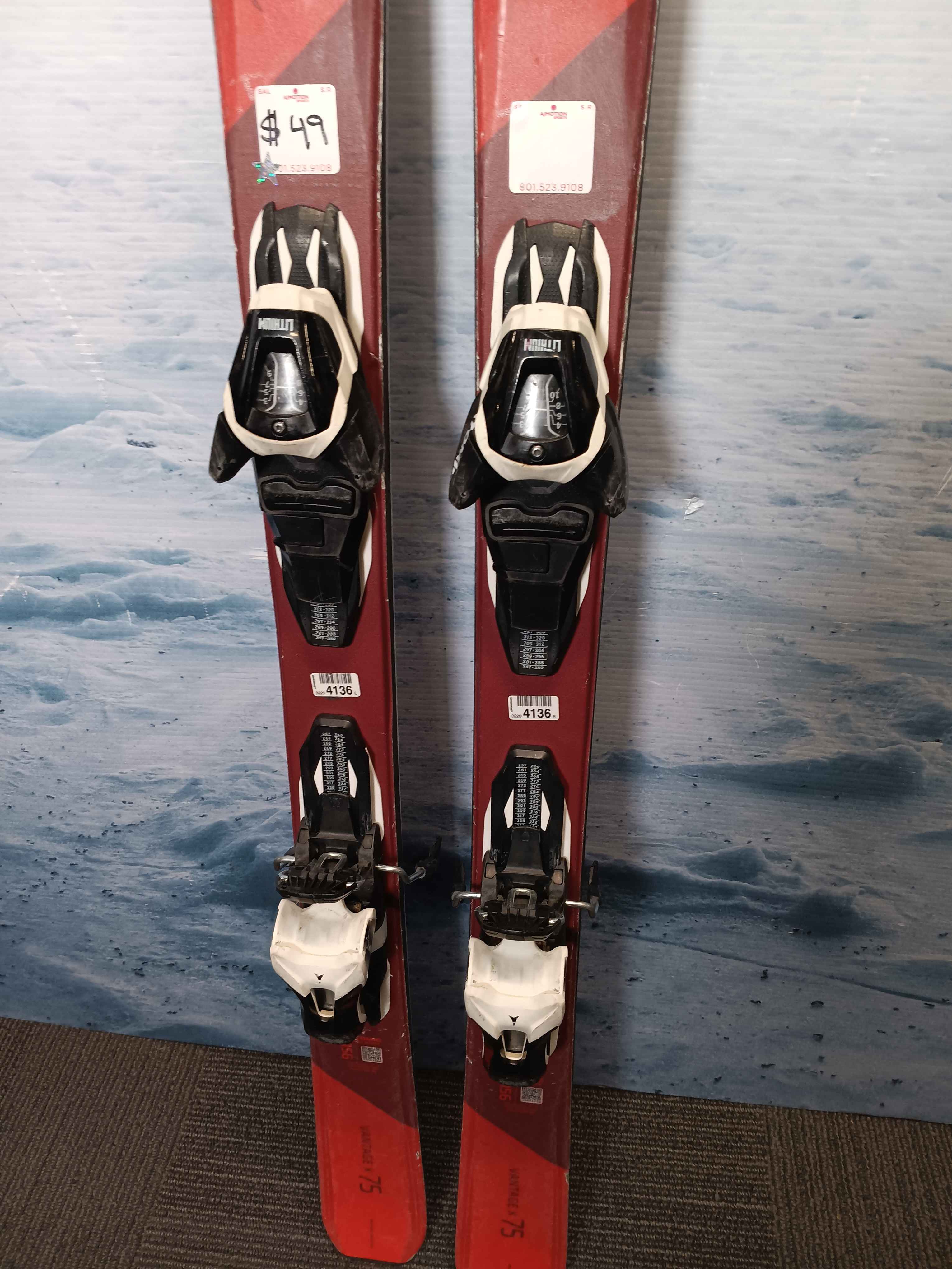 Used Atomic Vantage 75 156cm w/ Atomic Lithium 10 Adjustable Bindings