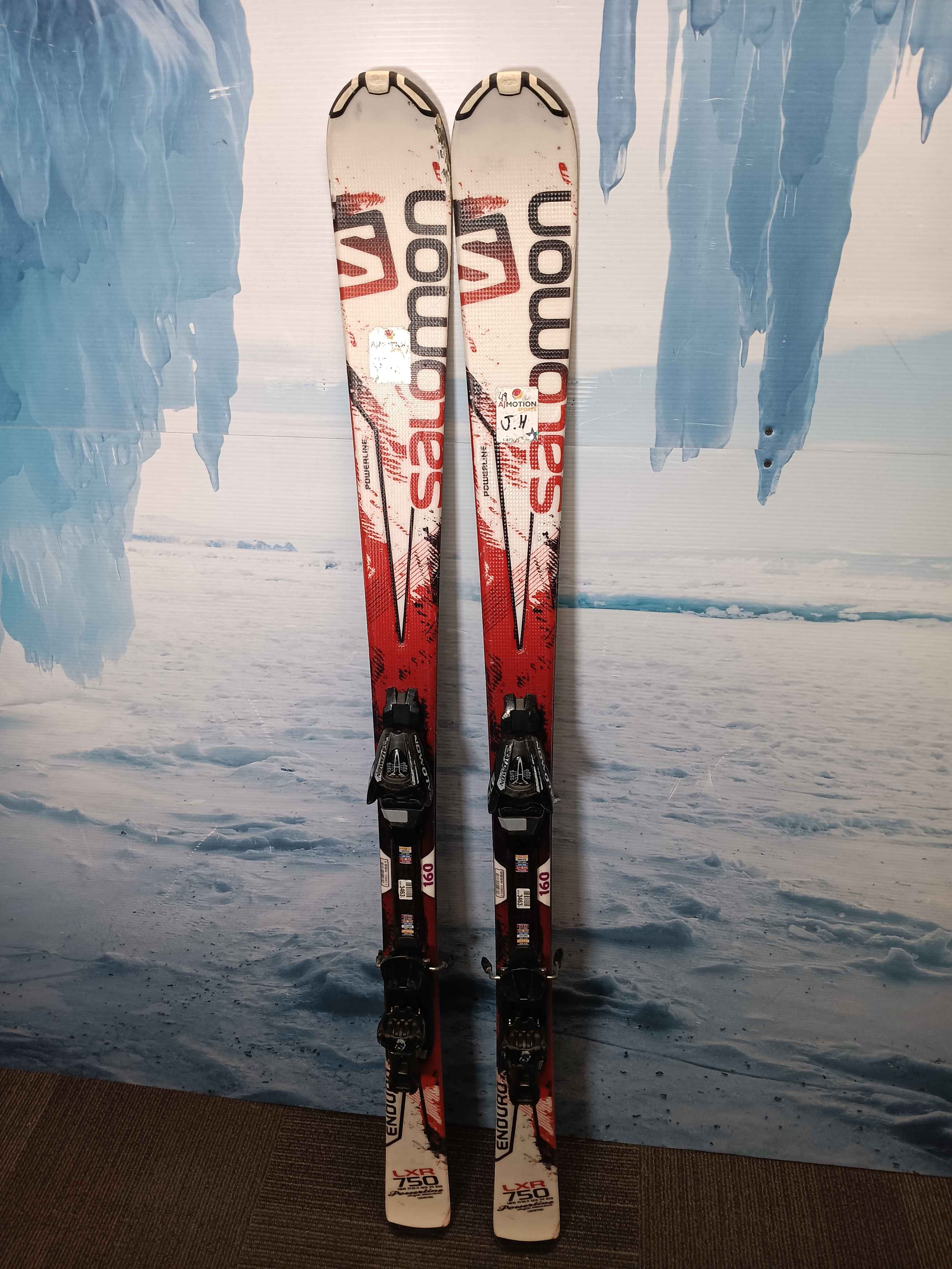 Used Salomon Powerline 74 160cm w/ Salomon L 10 Adjustable Bindings