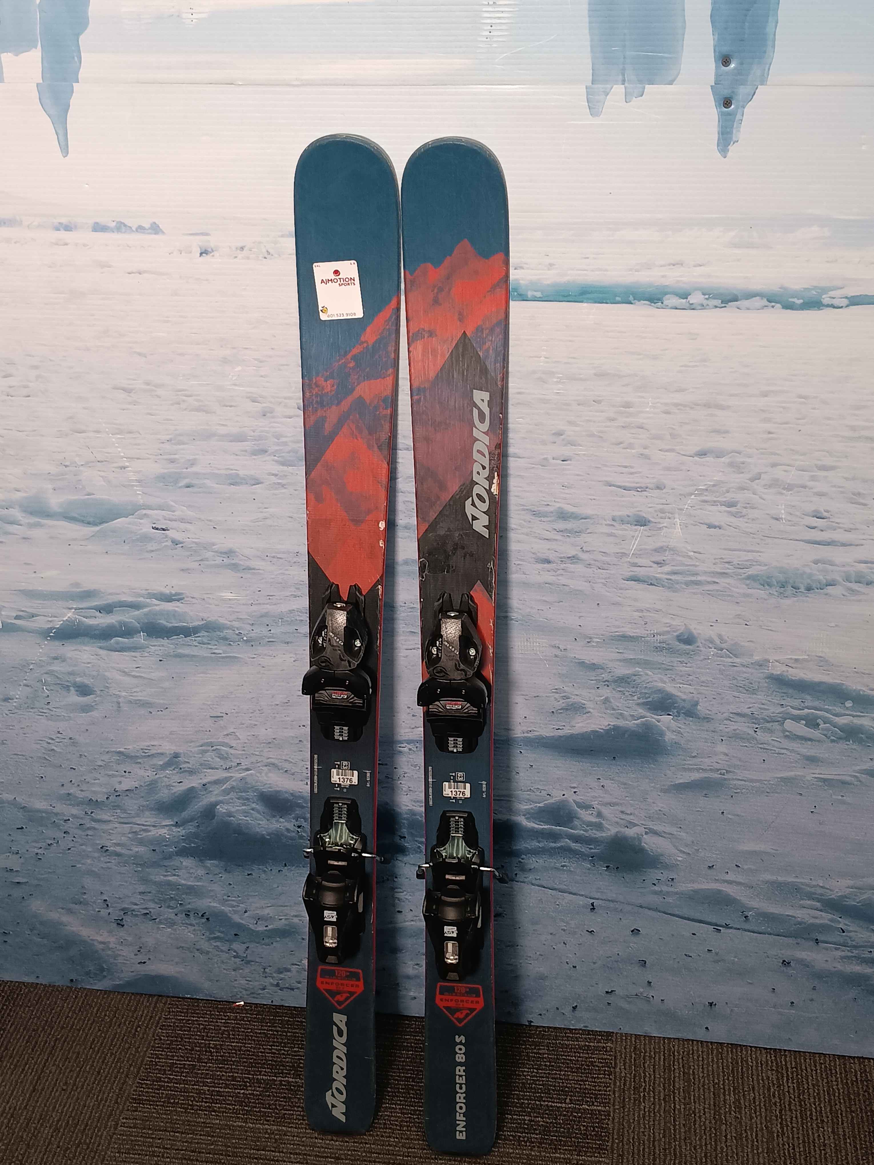 Used 2023 Nordica  Enforcer 80 S Youth Ski w/ Tyrolia Jrs 4.5 Ca Gripwalk Demo Bindings - 120CM