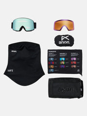 Anon M6 Adult Goggle + MFI Face Mask + Bonus Lens - Black/Percieve Blue