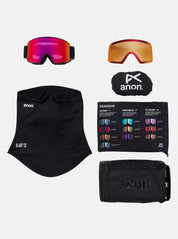 Anon M6 Adult Goggle + MFI Face Mask + Bonus Lens - Black/Percieve Red