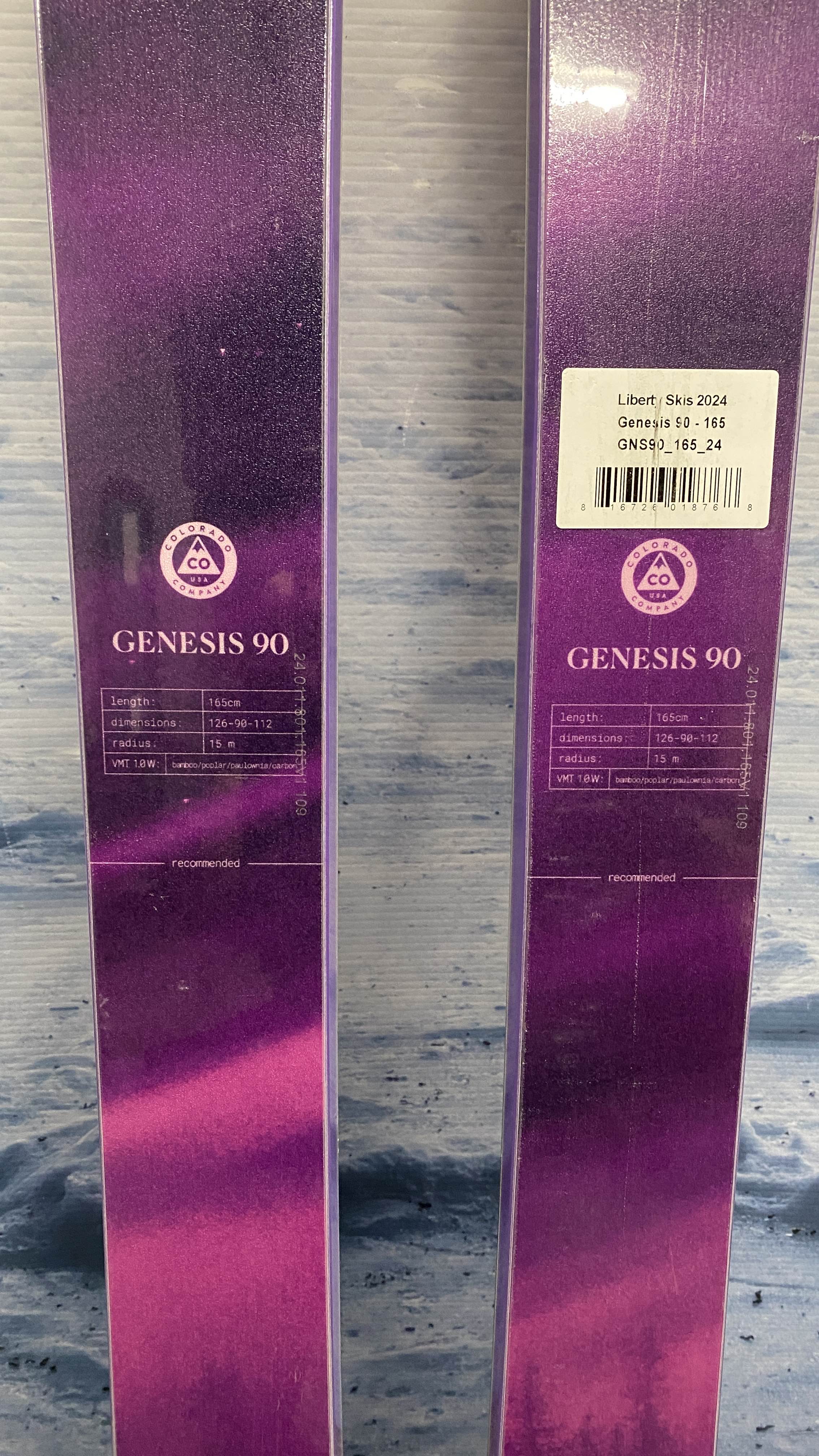 New 2024 Liberty Genesis 90 165cm Flat Skis