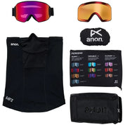 Anon M4 Cylindrical Adult Goggle + MFI Face Mask + Bonus Lens - Black/Percieve Red