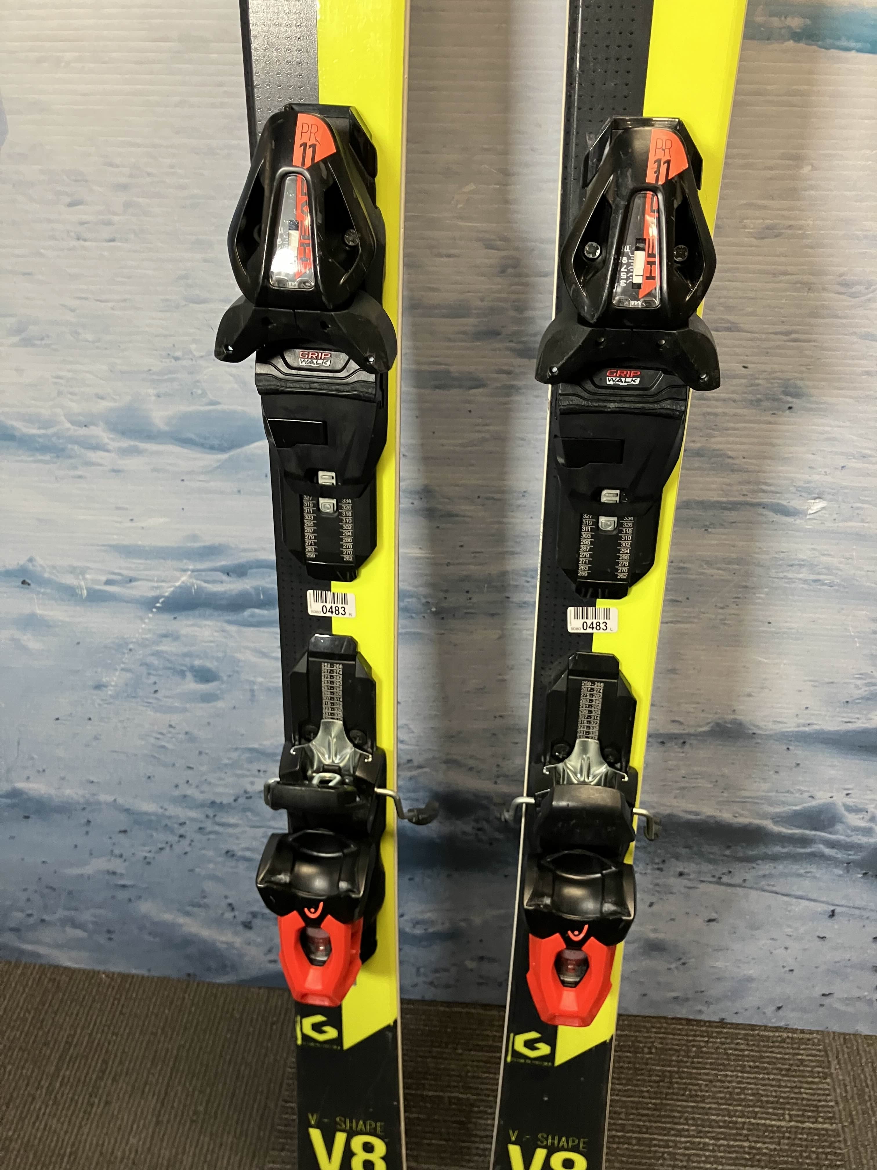 Used Head V - Shape V8 171 CM Skis w/ Head Pr 11 Bindings