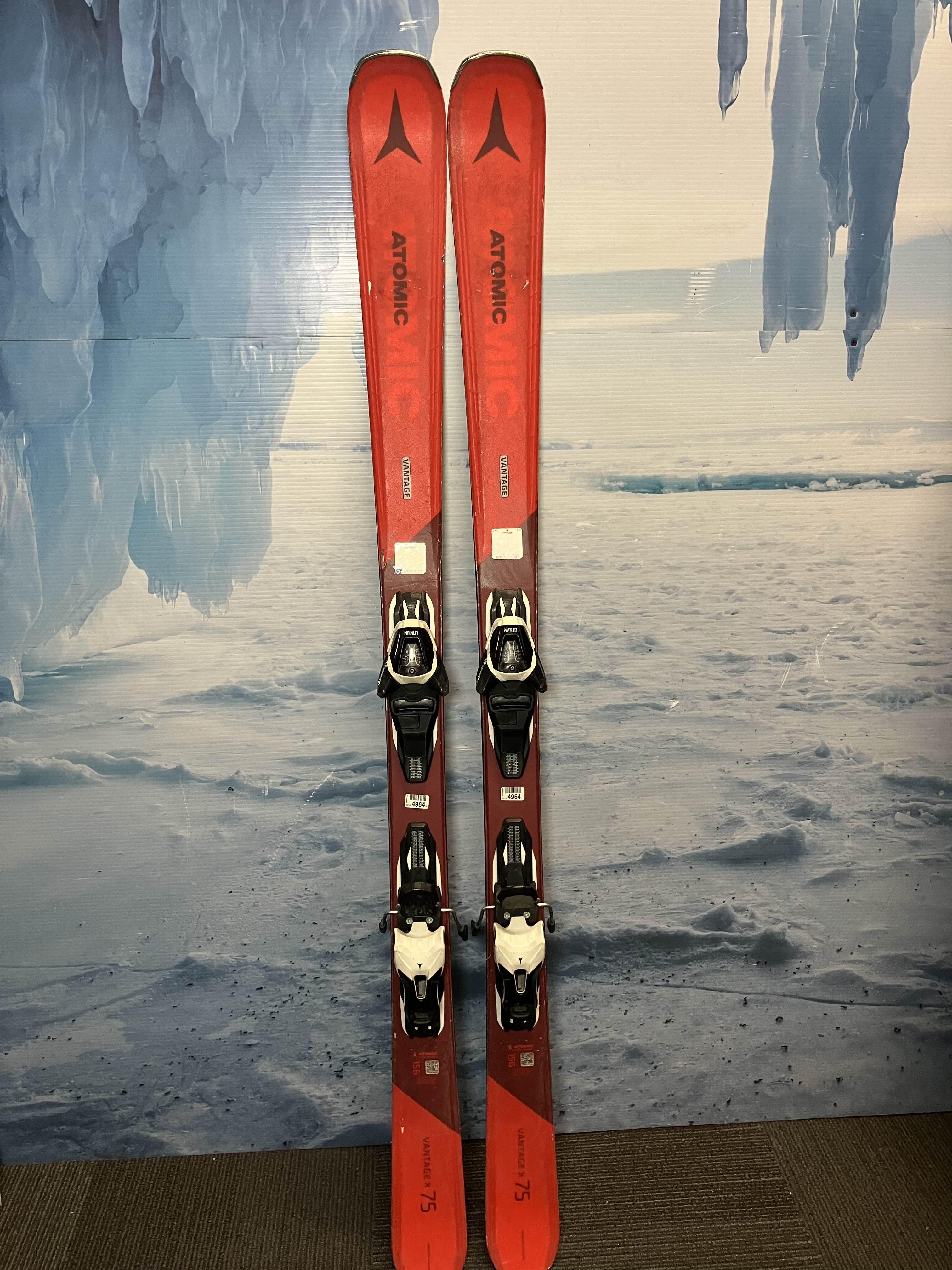 Used Atomic Vantage 75 156cm Skis w/ Atomic Lithium 10 Bindings