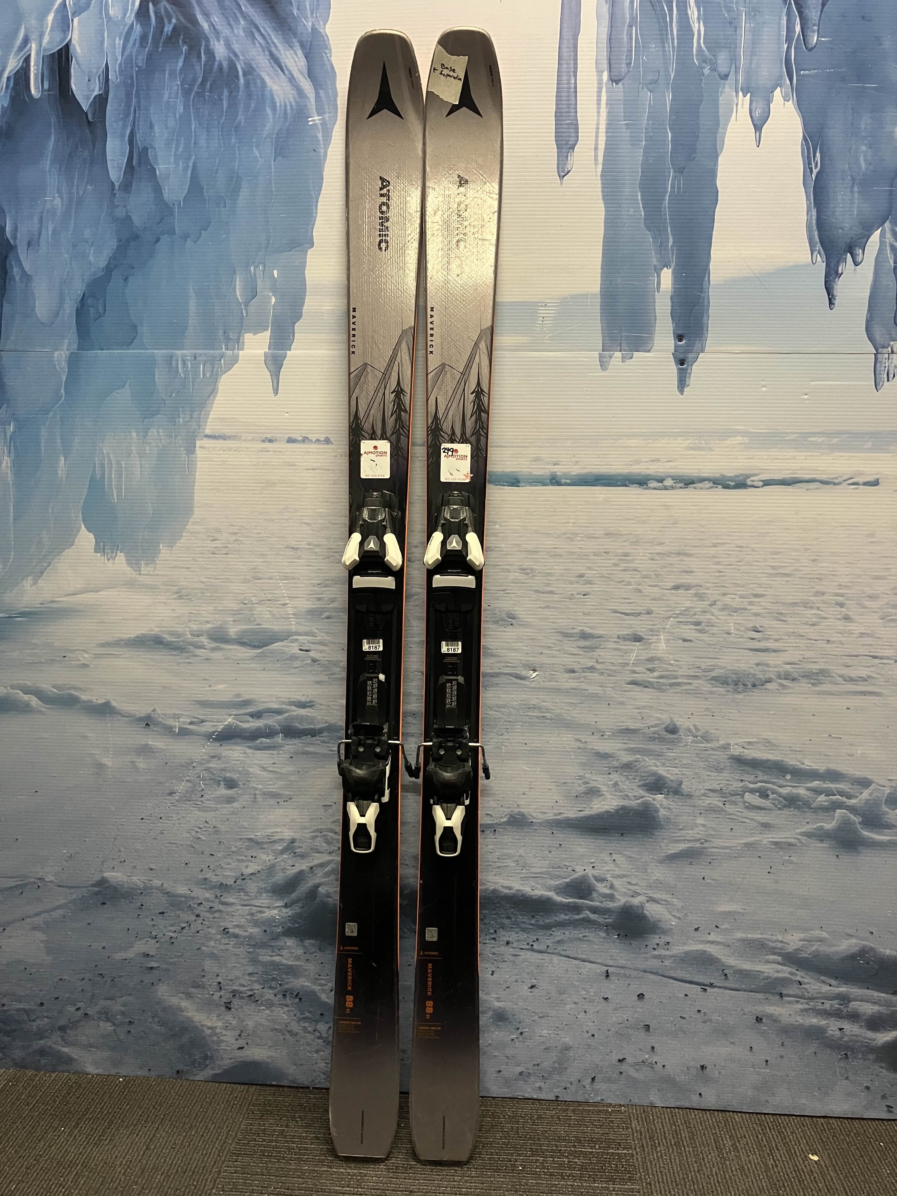 Heavily Used Atomic Maverick Skis 88 TI 169 cm 2024 w/ Atomic Strive 11 Demo Bindings