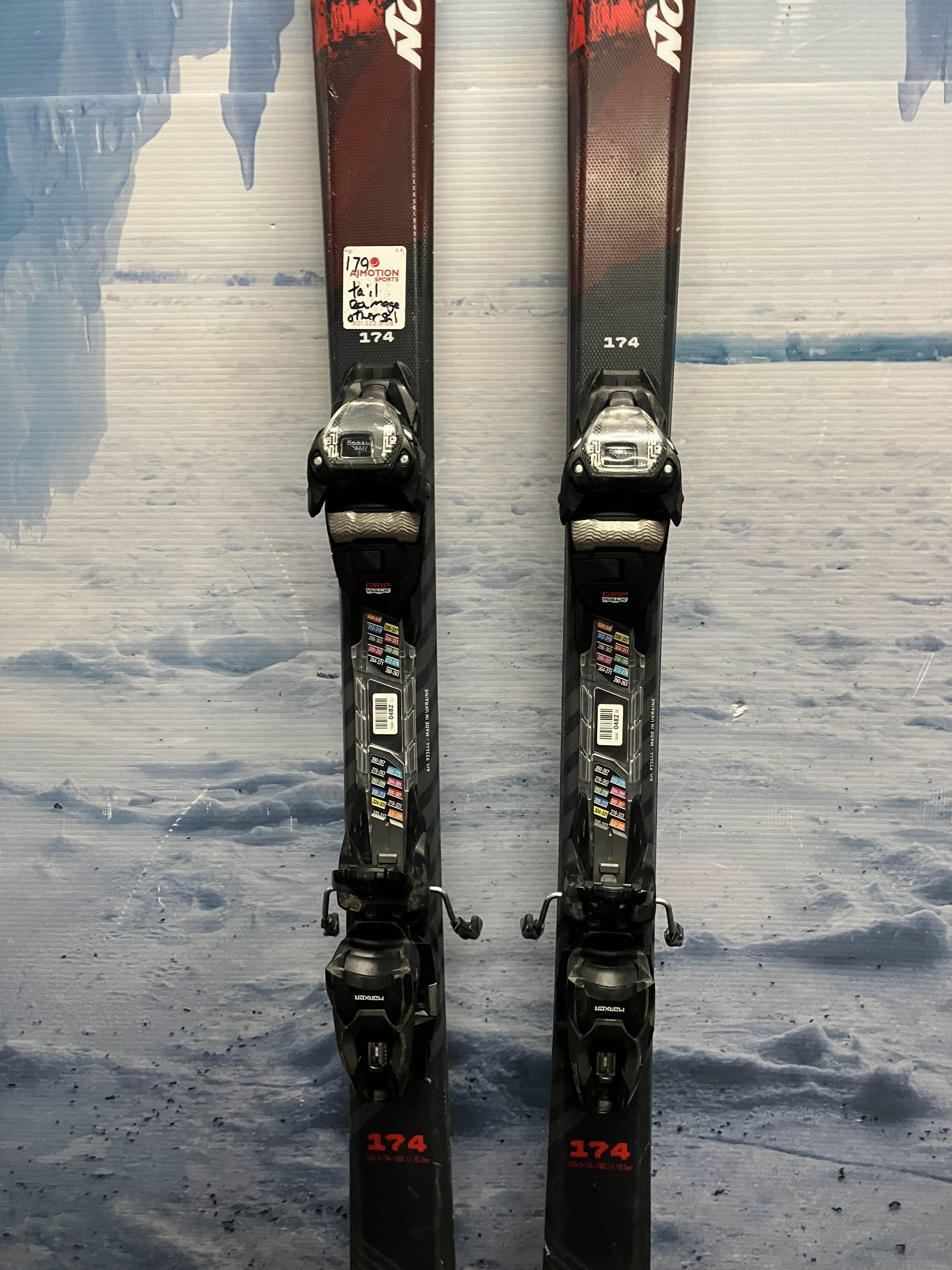 Heavily Used Nordica AllDrive 74 174CM Skis w/ Marker TP2 10 Demo Bindings