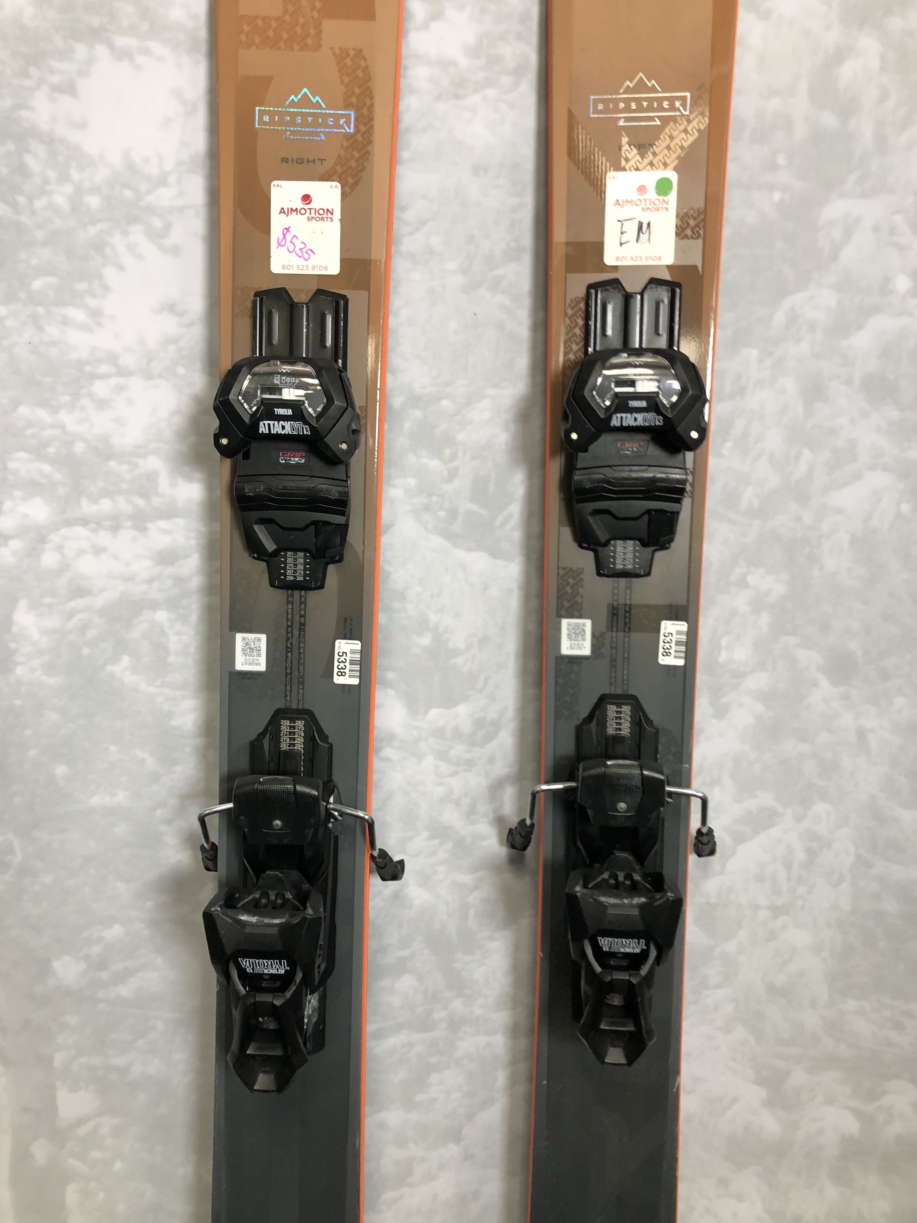 Lightly Used Elan Ripstick 108 - 175cm w/ Tyrollia Attack 13 adjustable GW b indings