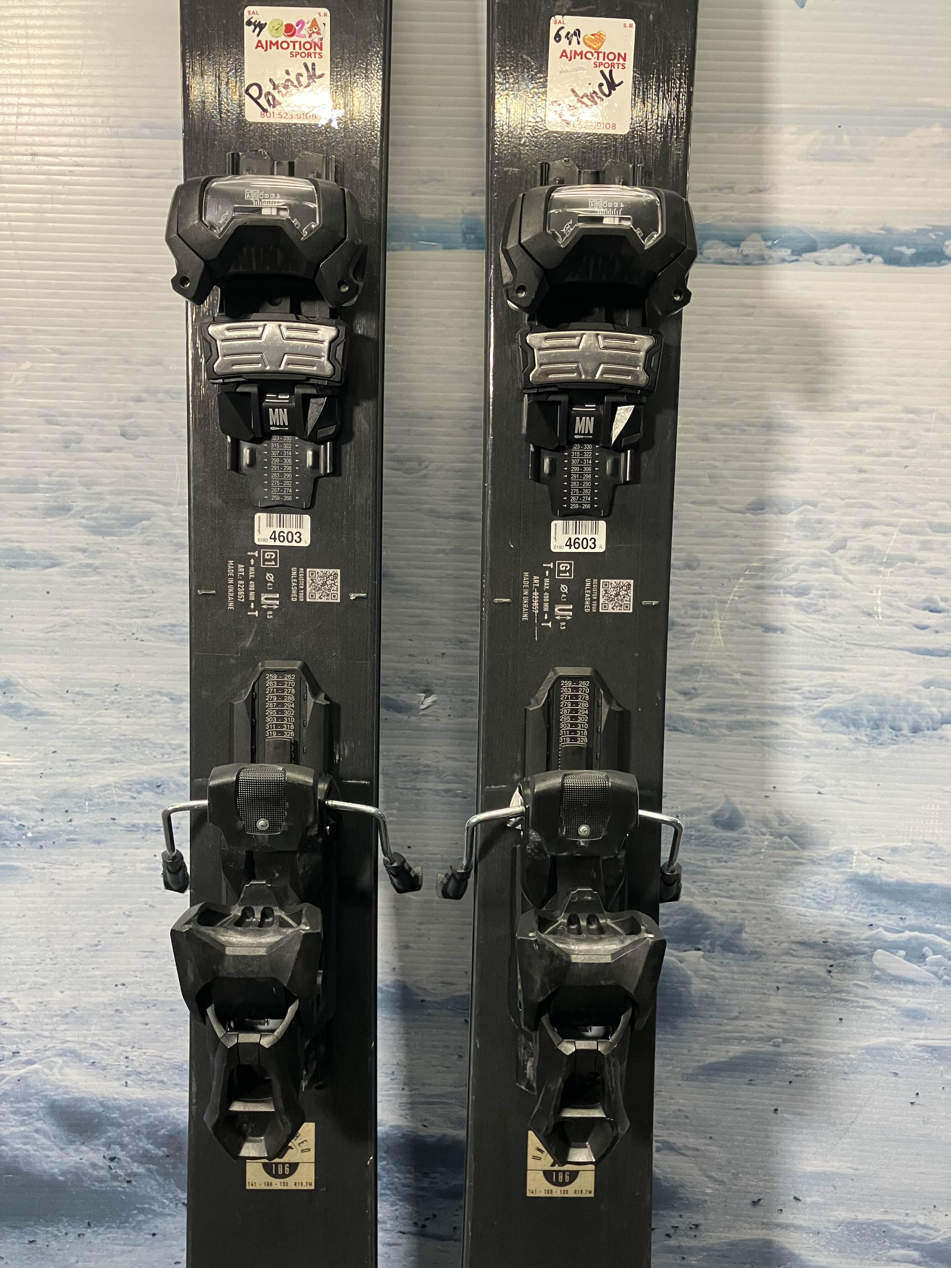 Used Nordica Unleashed 108 186 cm Skis 2023 w/ Tyrolia Attack 14 MN Demo Bindings
