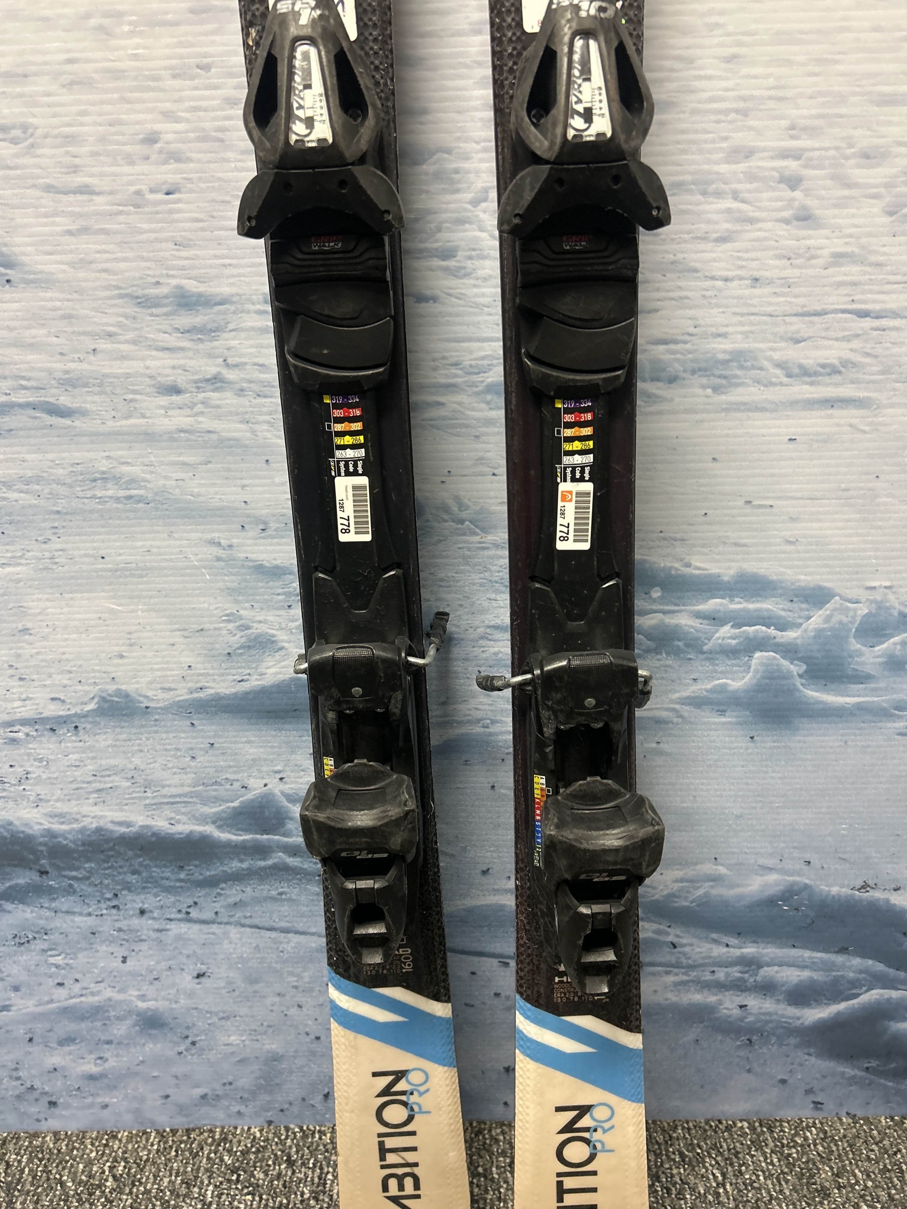 Used Head Ambition Pro 160cm Skis w/ Tyrolia SP 10 Demo Binding